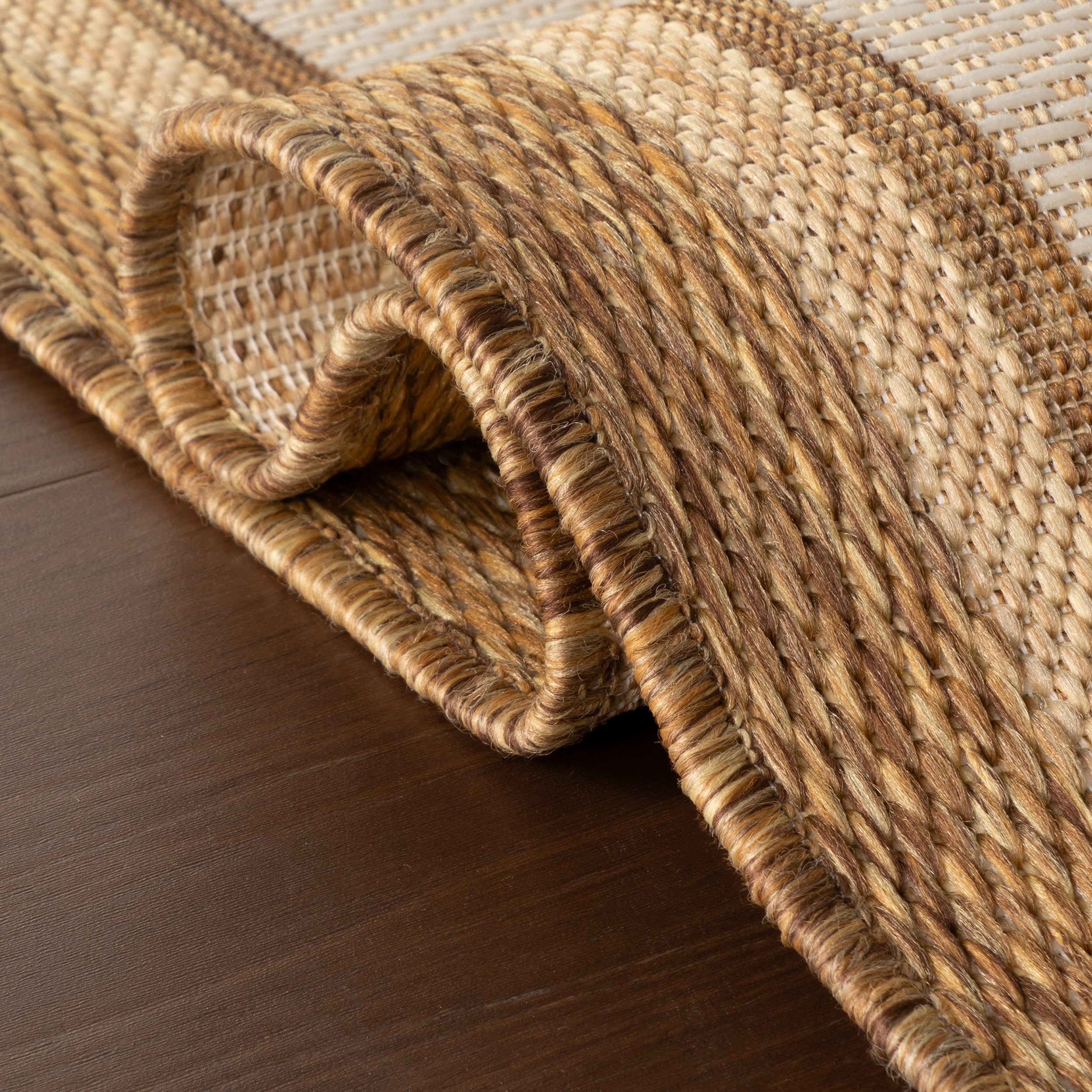 Aeli Modern Bordered Indoor/Outdoor Rug | Brown - Image 11