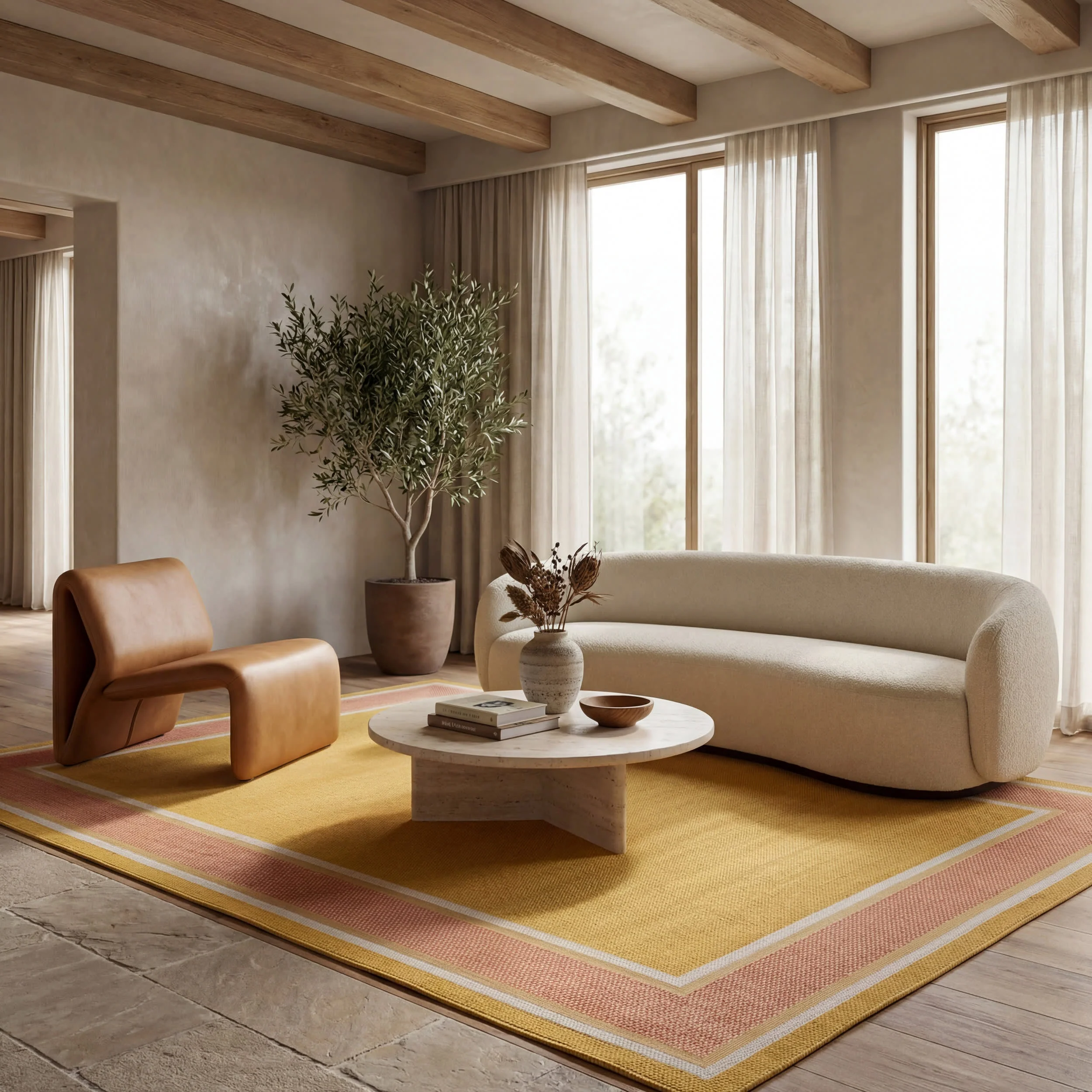 Aeli Modern Bordered Indoor/Outdoor Rug | Yellow - Image 10
