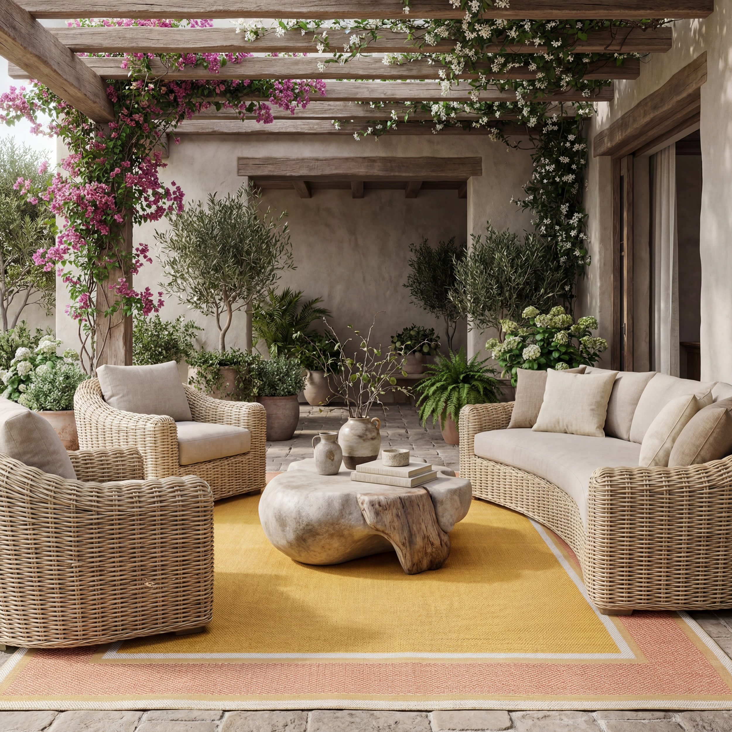Aeli Modern Bordered Indoor/Outdoor Rug | Yellow - Image 2