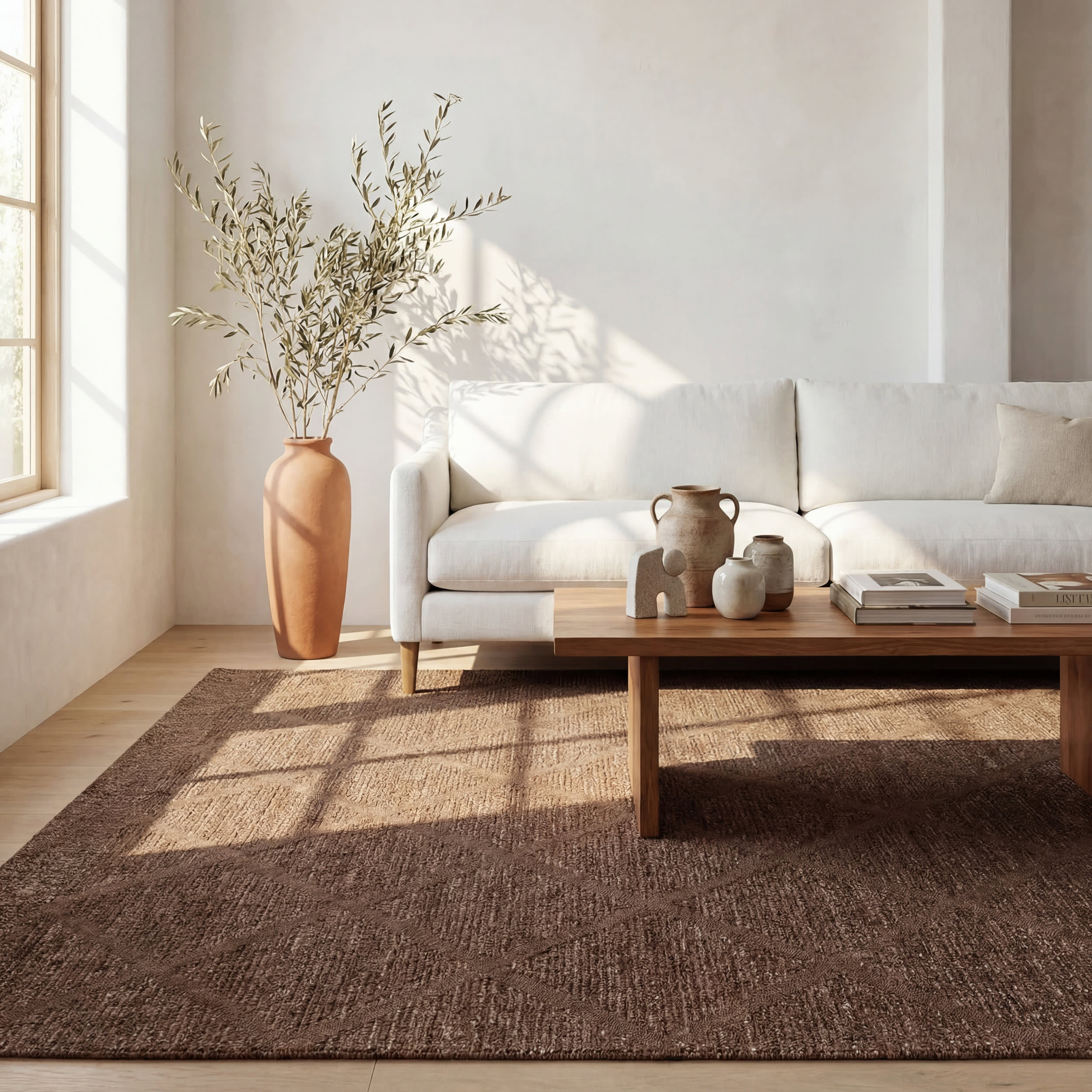 Afra Trellis Bohemian Hand Tufted Wool Rug | Brown - Image 5