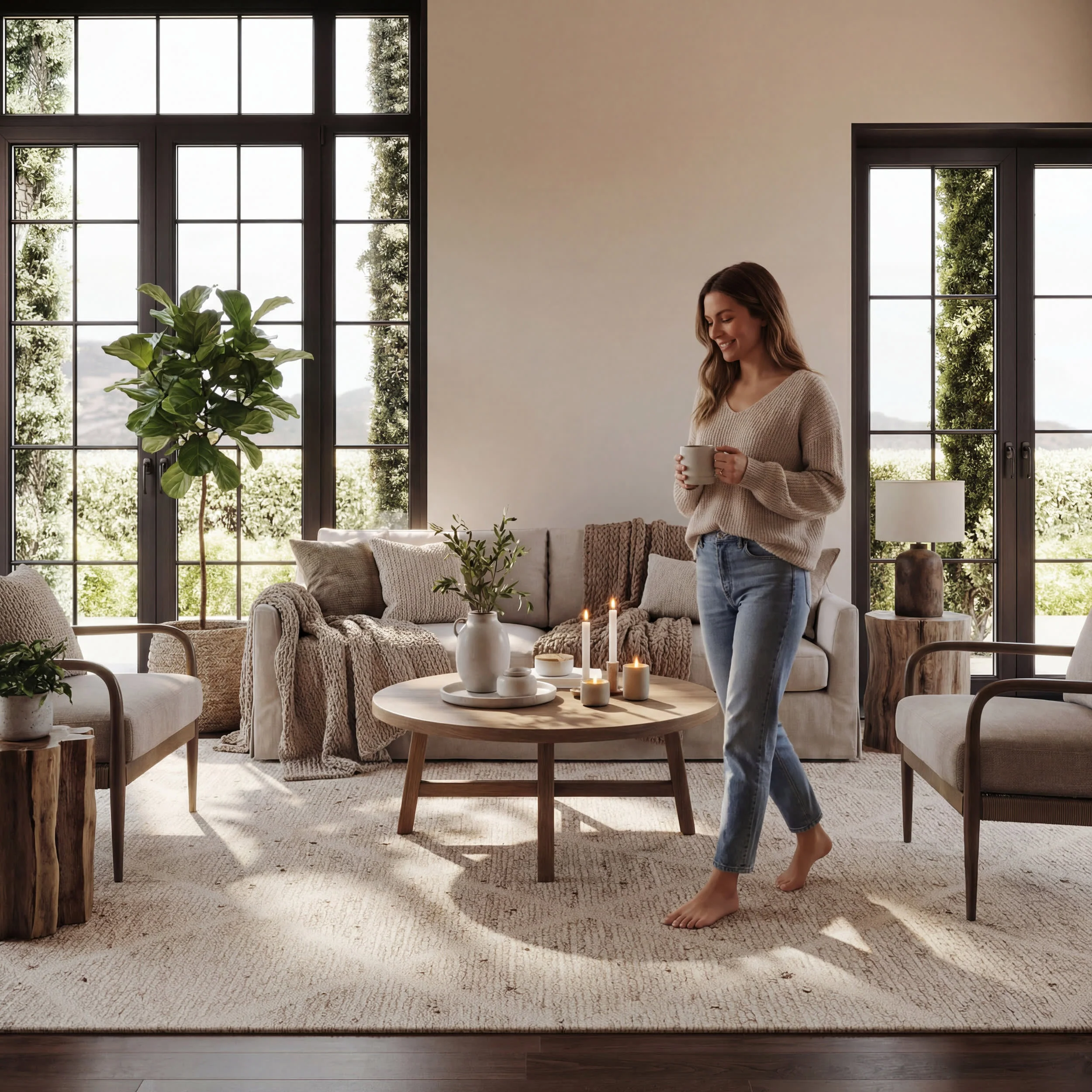 Afra Trellis Bohemian Hand Tufted Wool Rug | Sand - Image 9