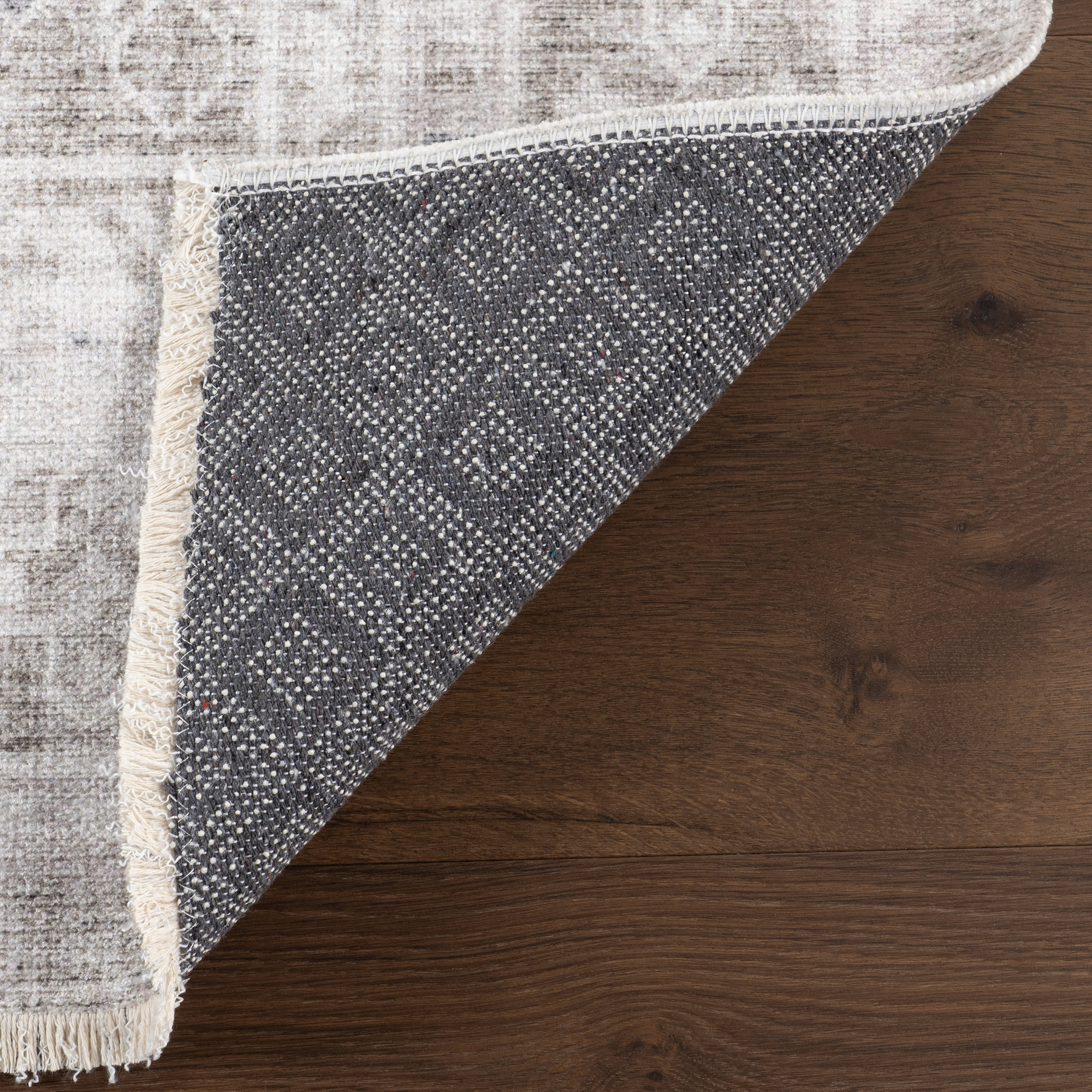 Agatha Fringed Medallion Washable Rug | Grey - Image 7