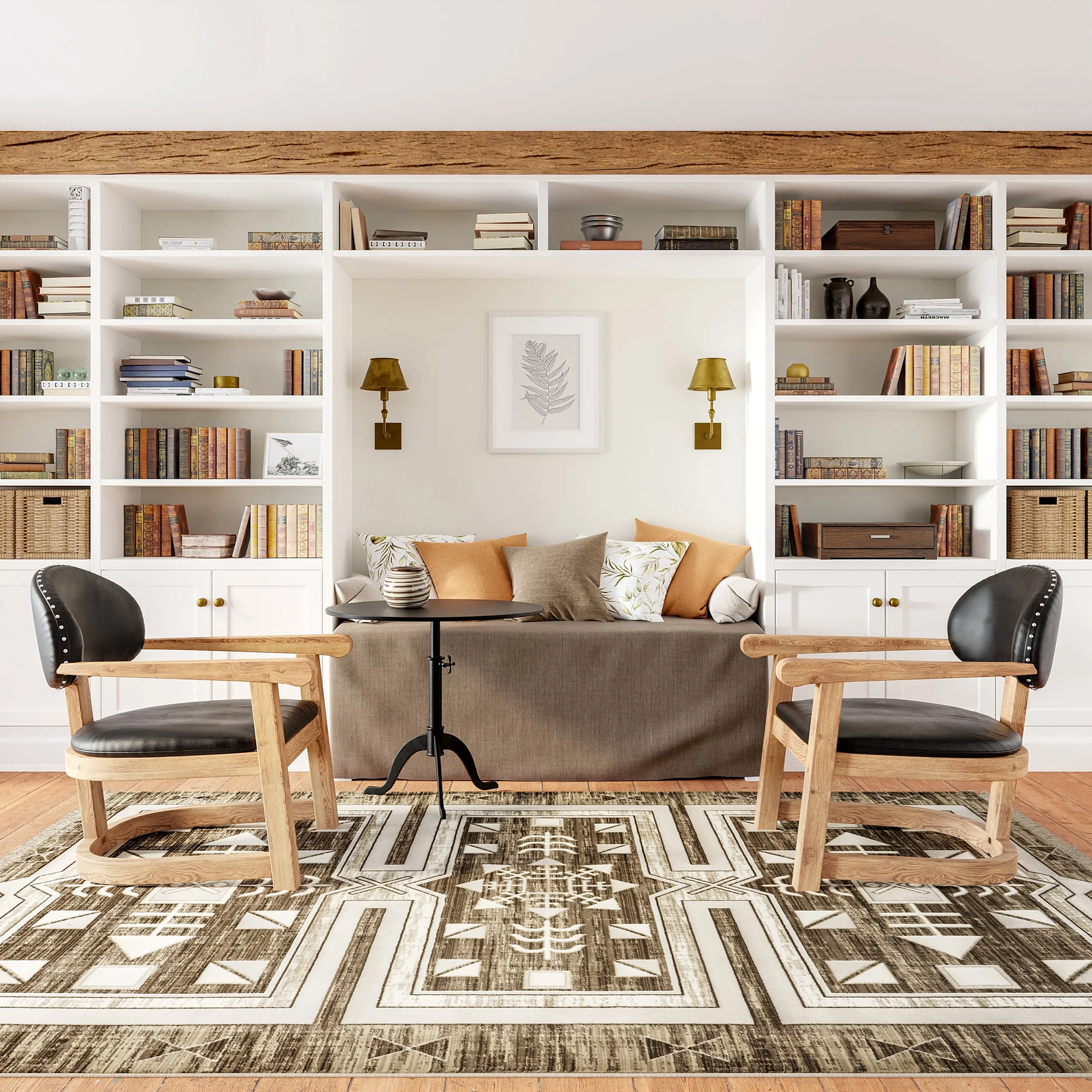 Agave Geometric Fringed Rug | Brown - Image 2