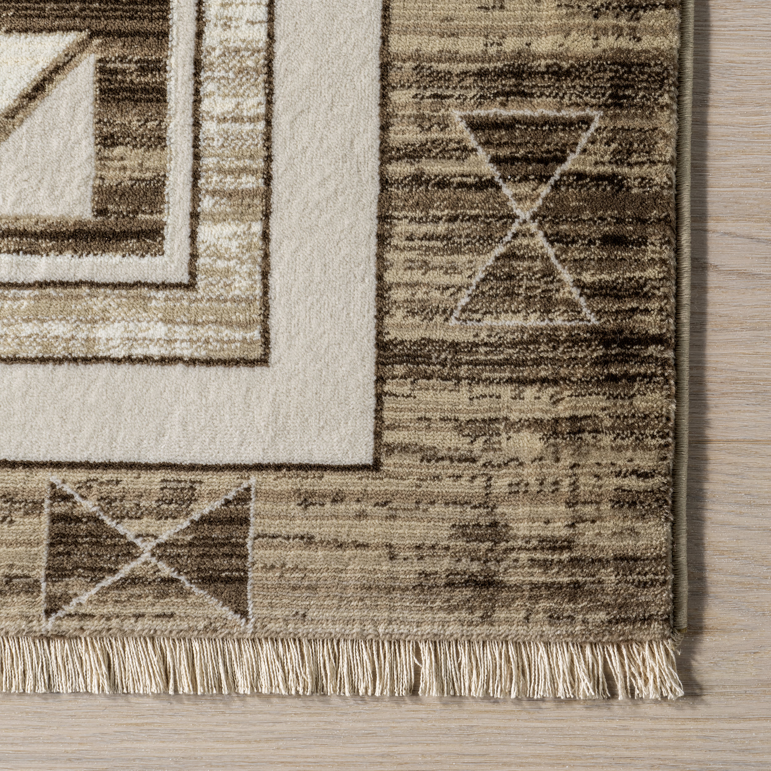 Agave Geometric Fringed Rug | Brown - Image 3