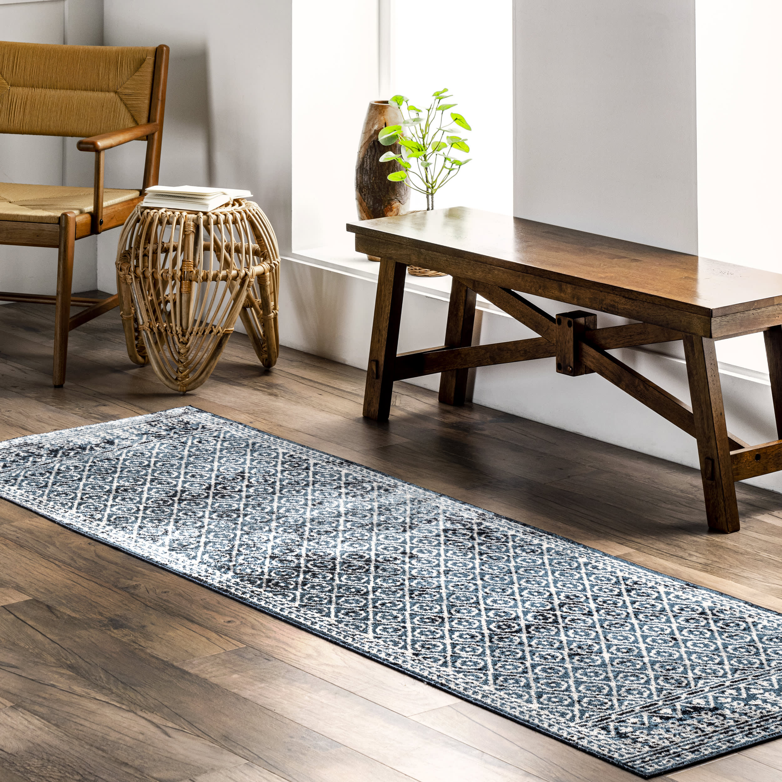 Aida Washable Stencil Rug | Aqua - Image 2