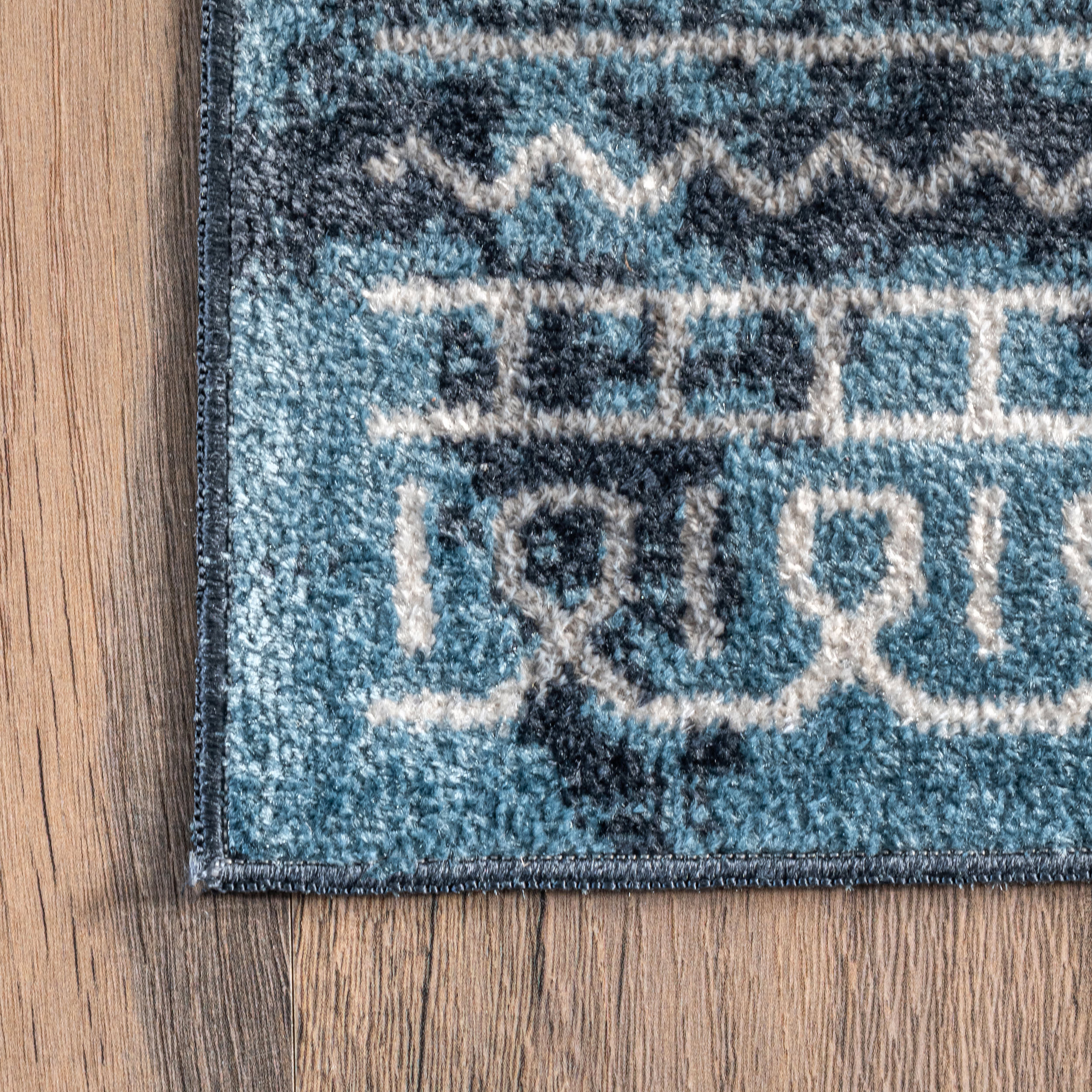 Aida Washable Stencil Rug | Aqua - Image 3
