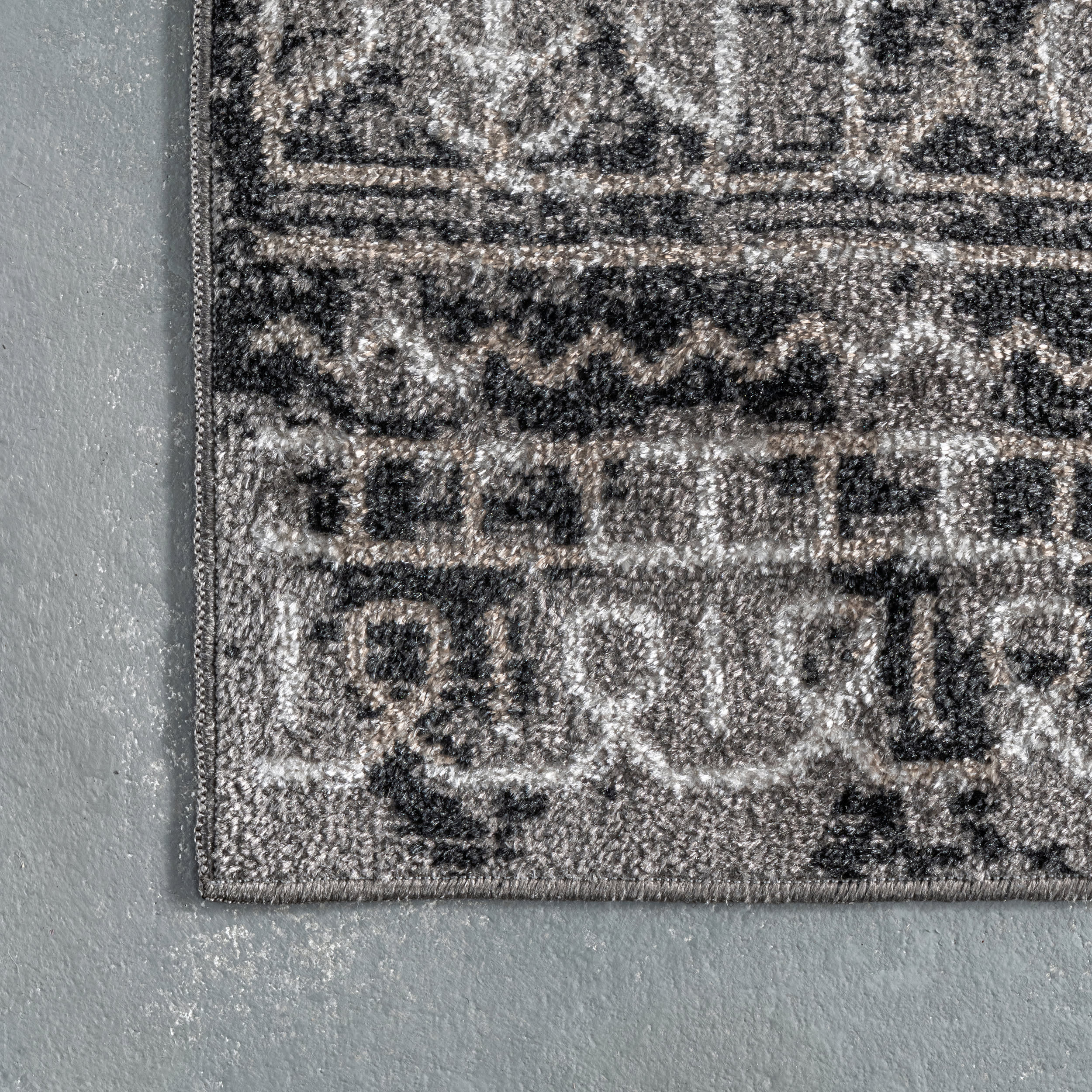 Aida Washable Stencil Rug | Dark Grey - Image 3