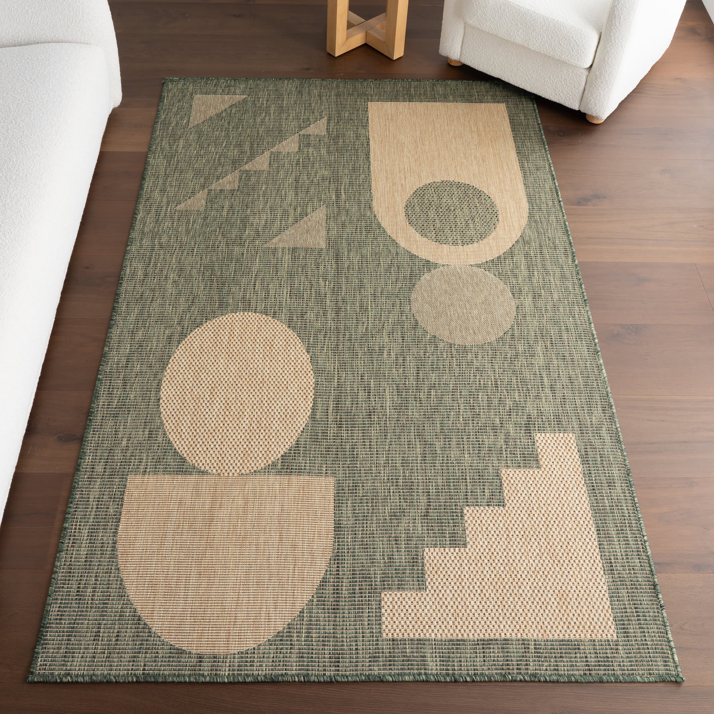 Aila Abstract Geometric Indoor/Outdoor Rug | Green - Image 9