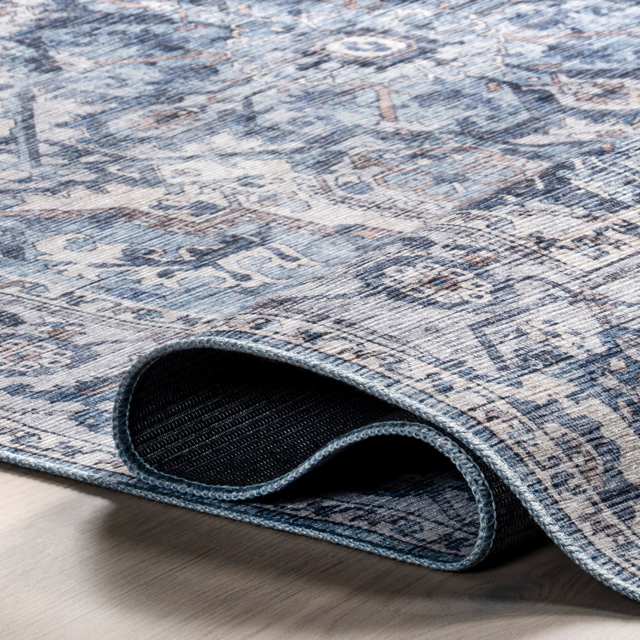 Ailish Botanical Washable Rug | Blue - Image 8