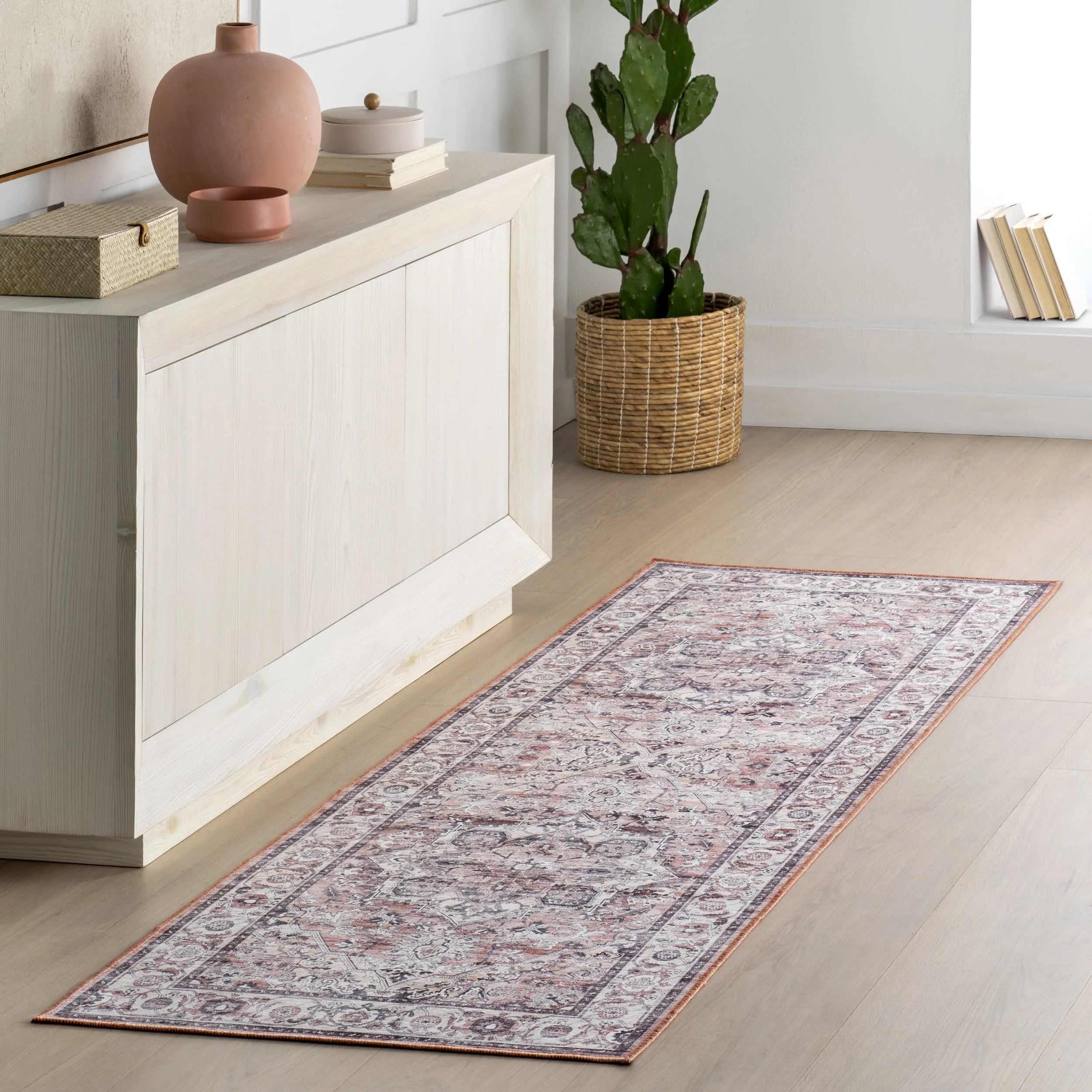 Ailish Botanical Washable Rug | Blush - Image 2
