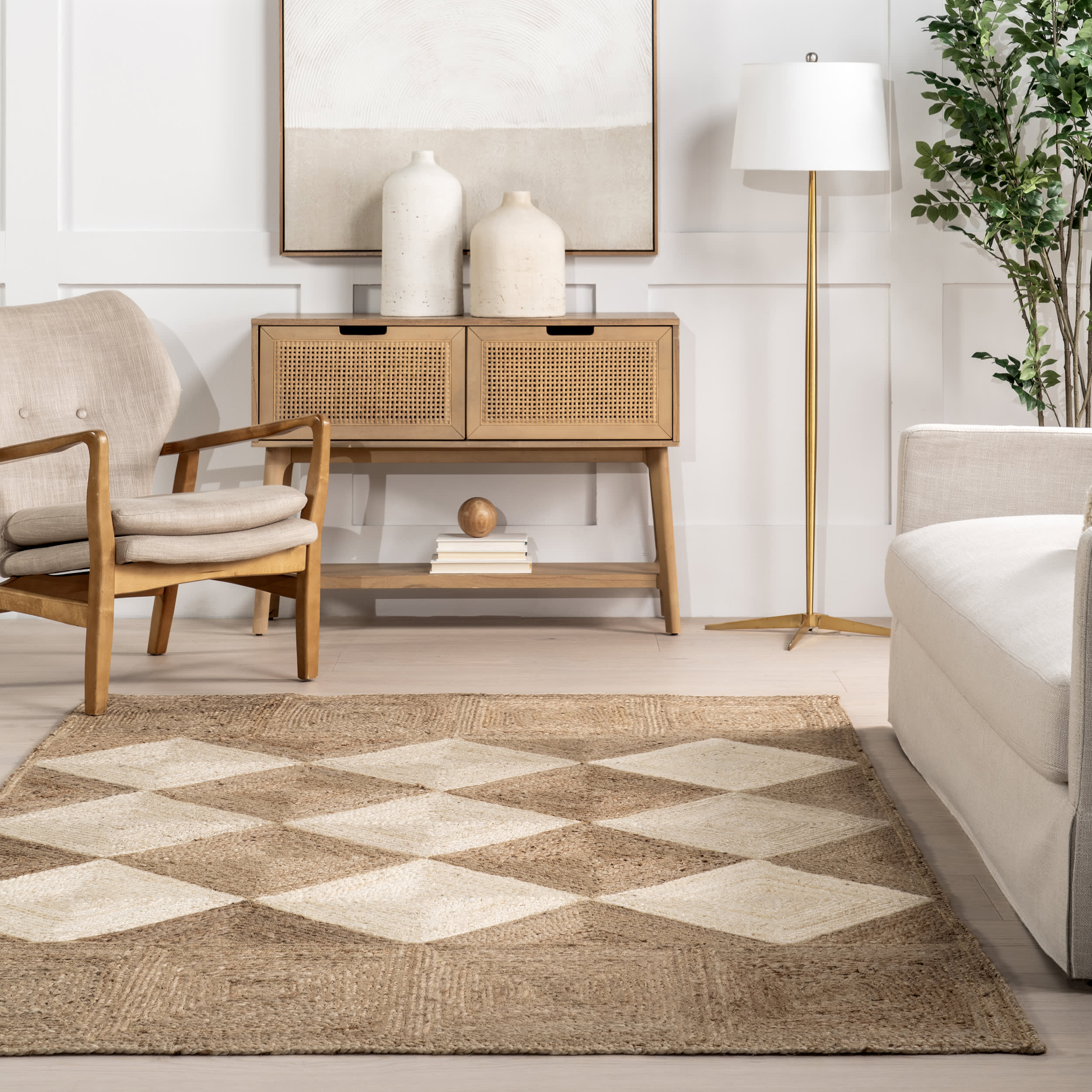 Ainslee Jute Bleached Trellis Rug | Natural - Image 4