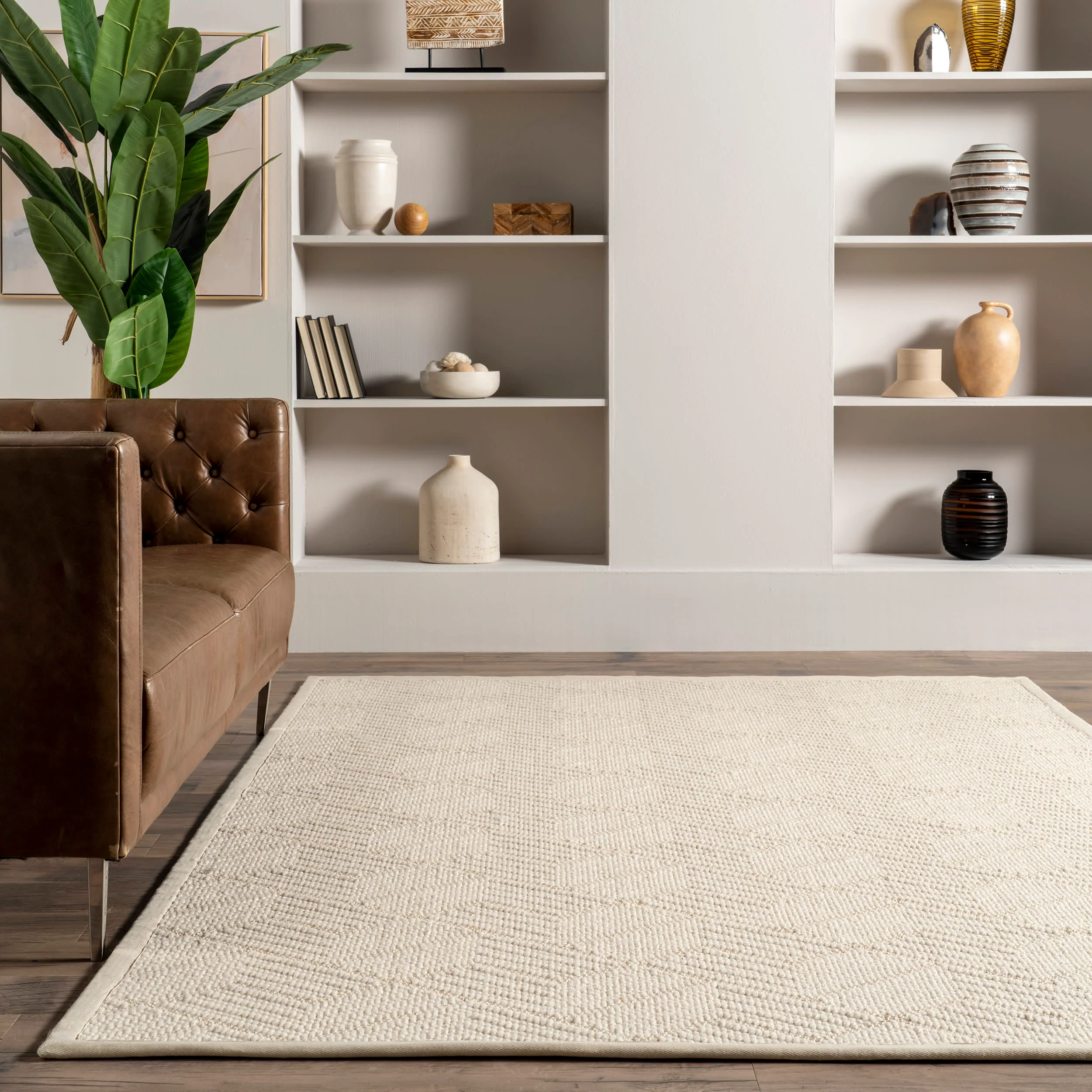 Aisha Monochrome Texture Rug | Cream - Image 4