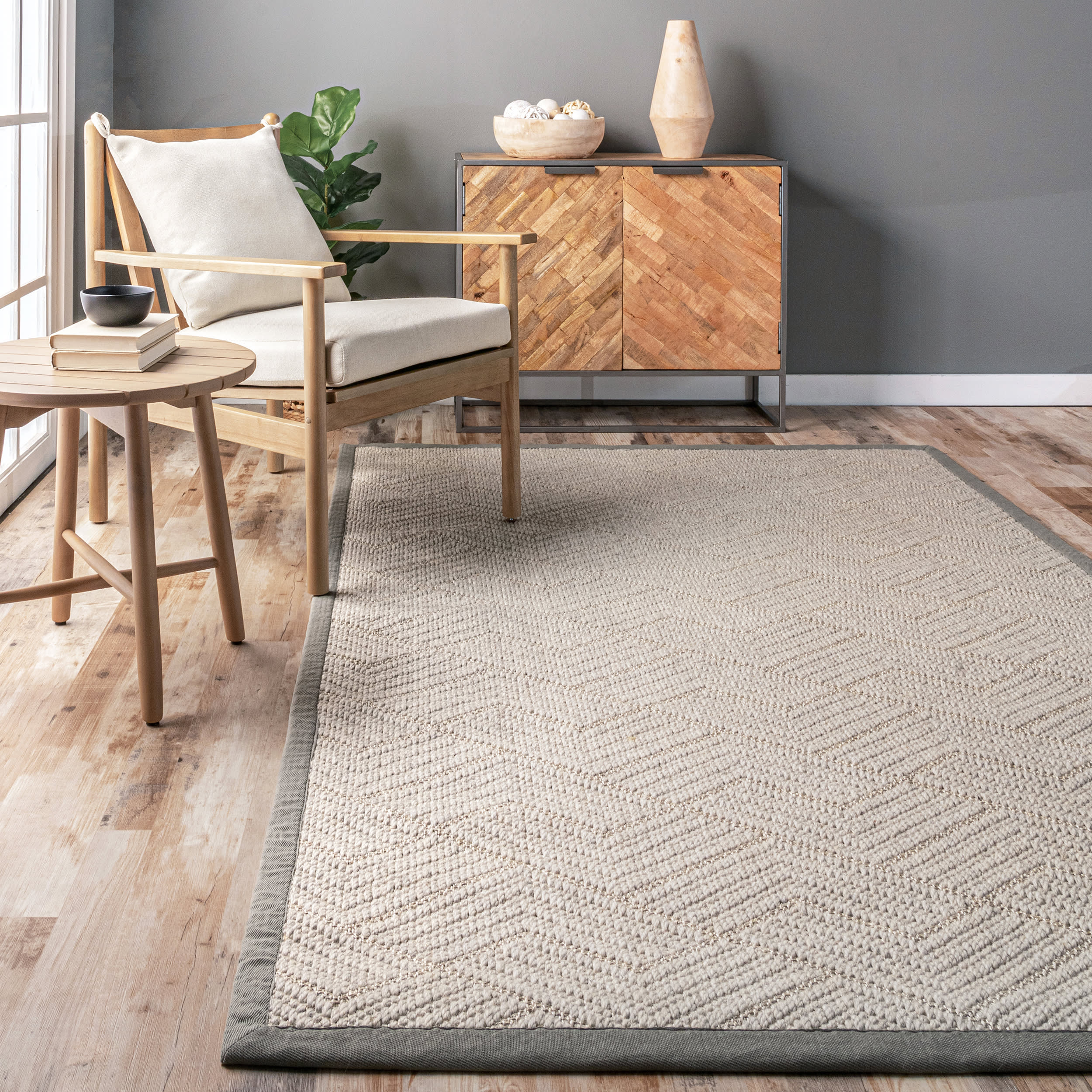 Aisha Monochrome Texture Rug | Grey - Image 4