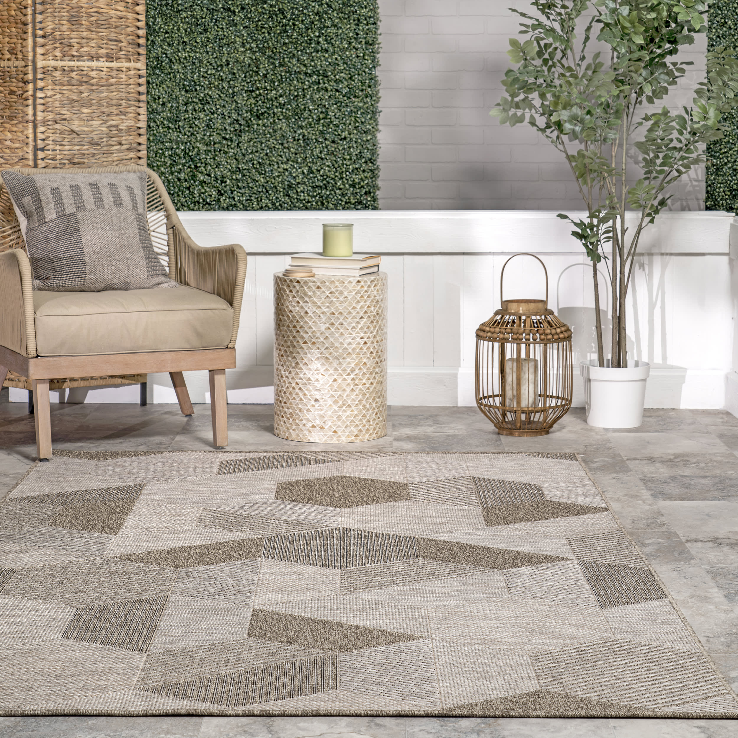 Akaila Kaleidoscope Indoor/Outdoor Rug | Tan - Image 4
