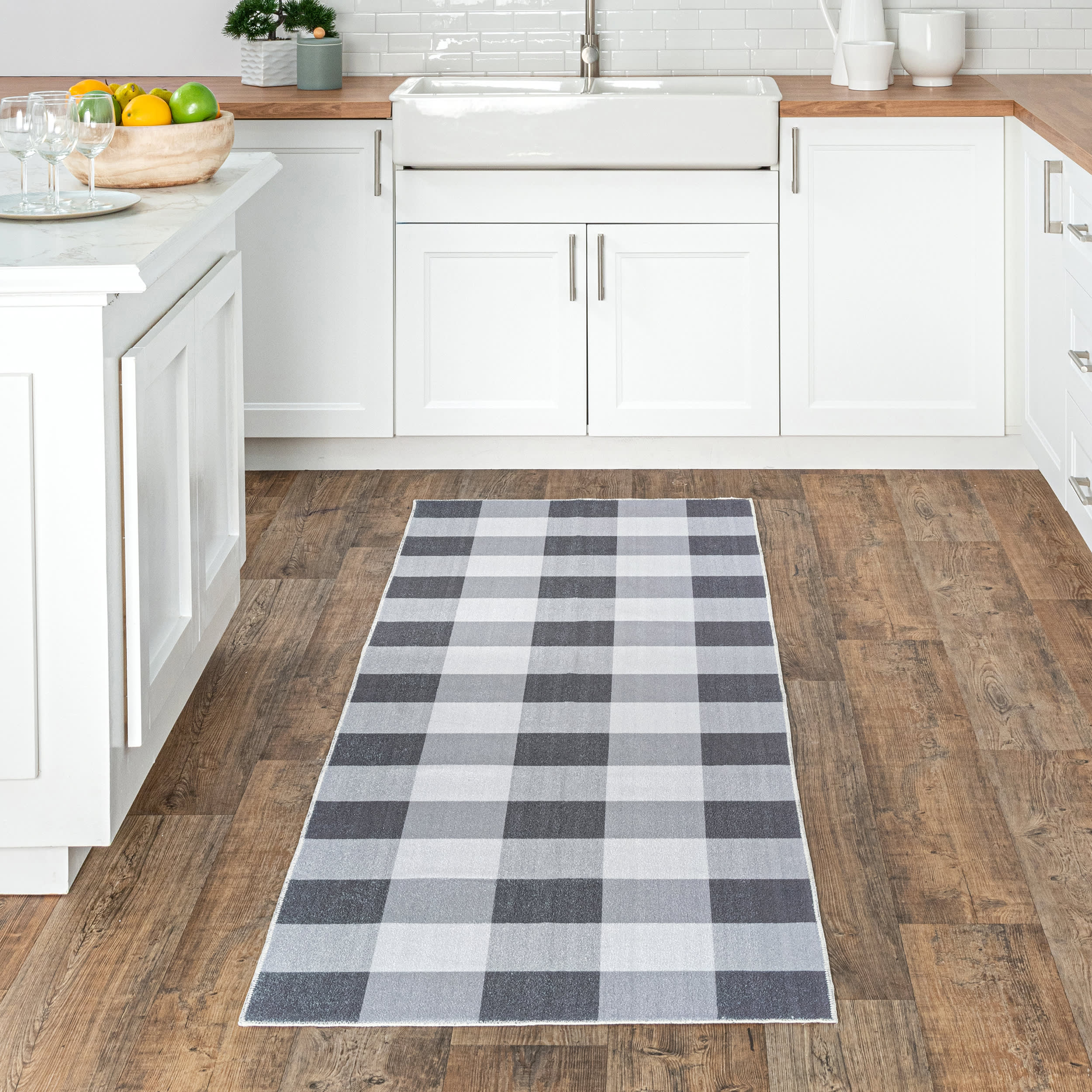 Alanna Buffalo Plaid Washable Rug | Grey - Image 2