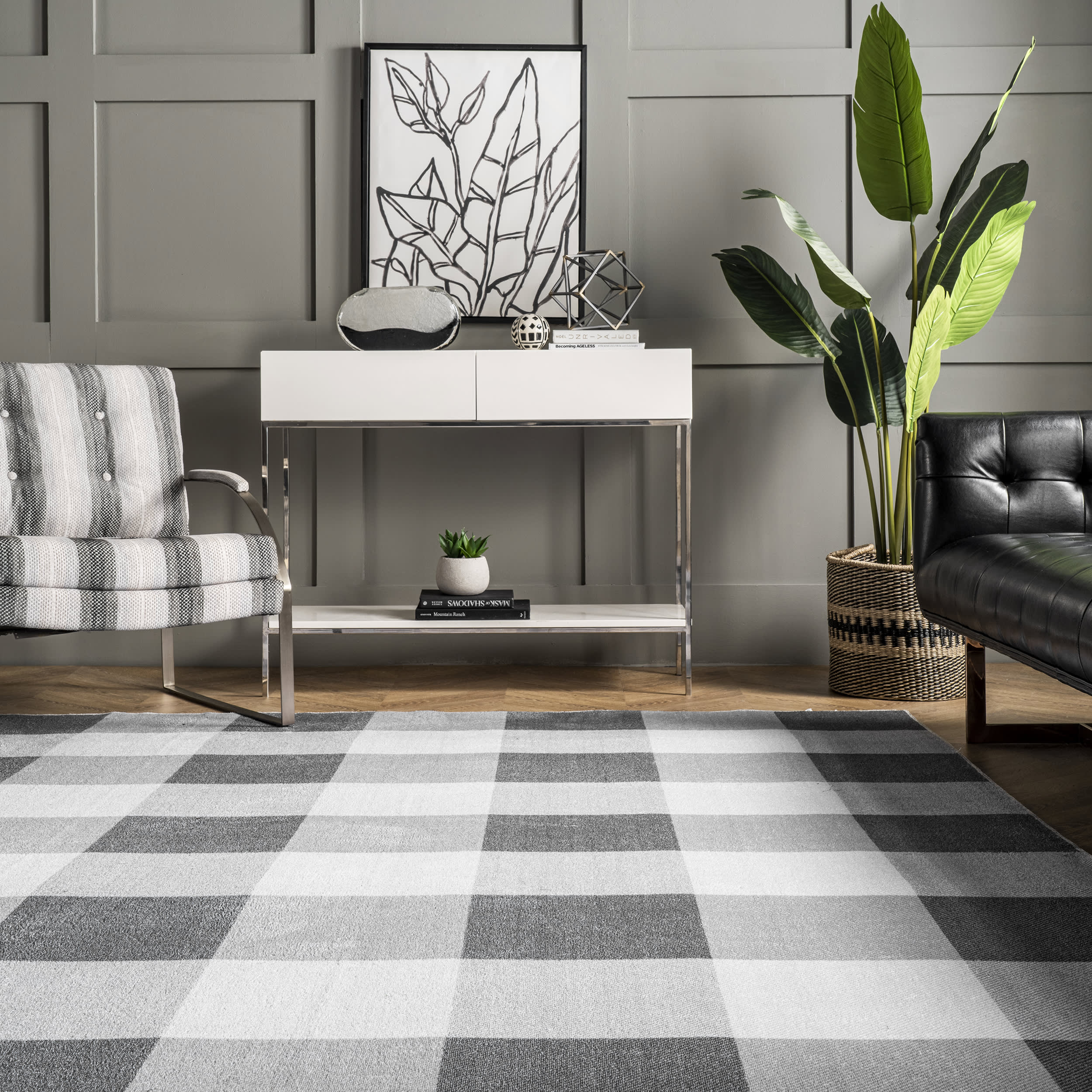Alanna Buffalo Plaid Washable Rug | Grey - Image 4