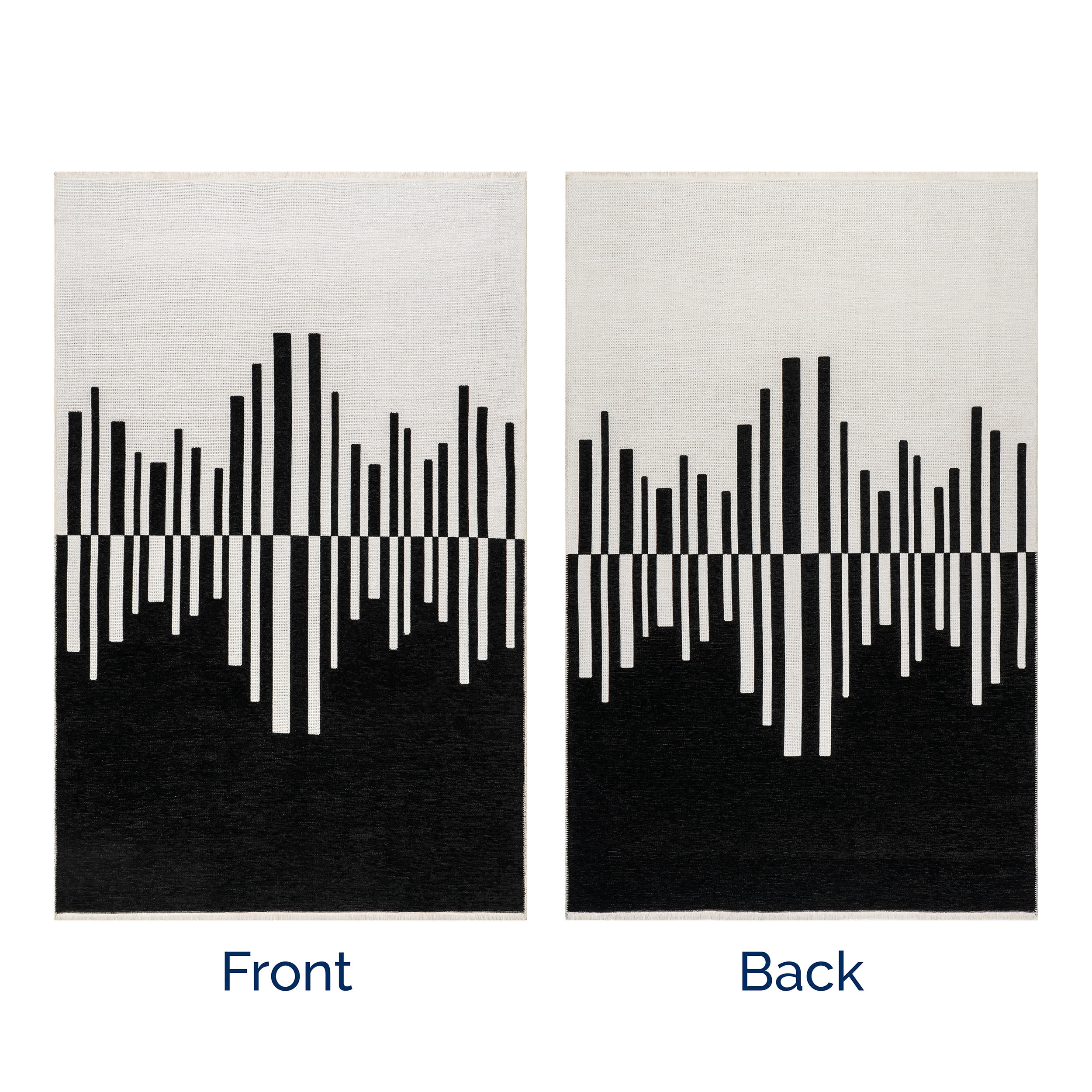 Alayah Piano Keys Reversible Washable Rug | Black/Cream - Image 11