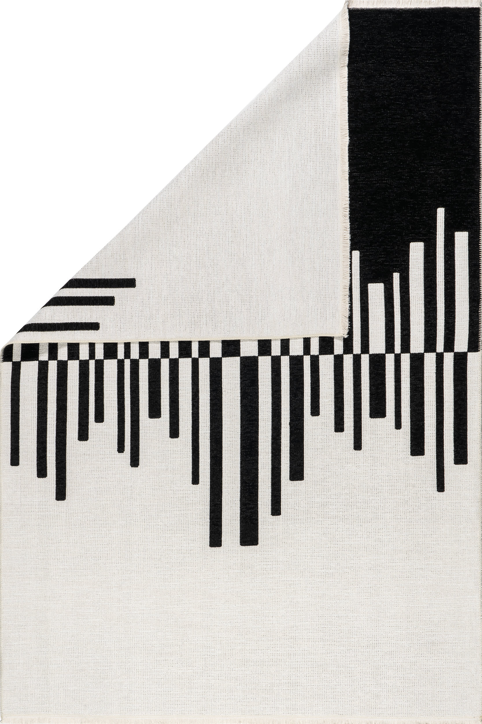 Alayah Piano Keys Reversible Washable Rug | Black/Cream - Image 5