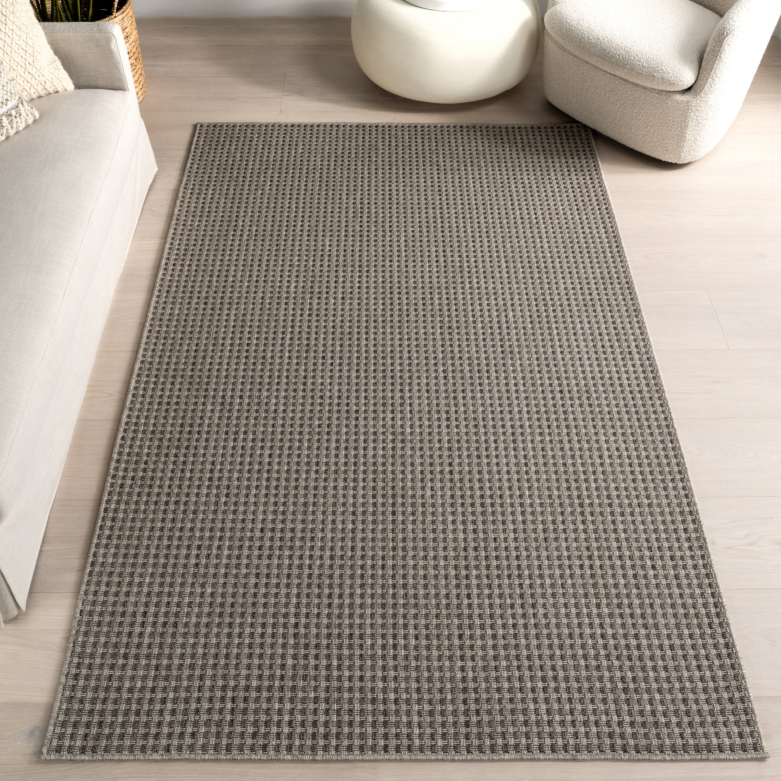 Alayna Textured Geometric Indoor/Outdoor Rug | Light Grey - Image 9
