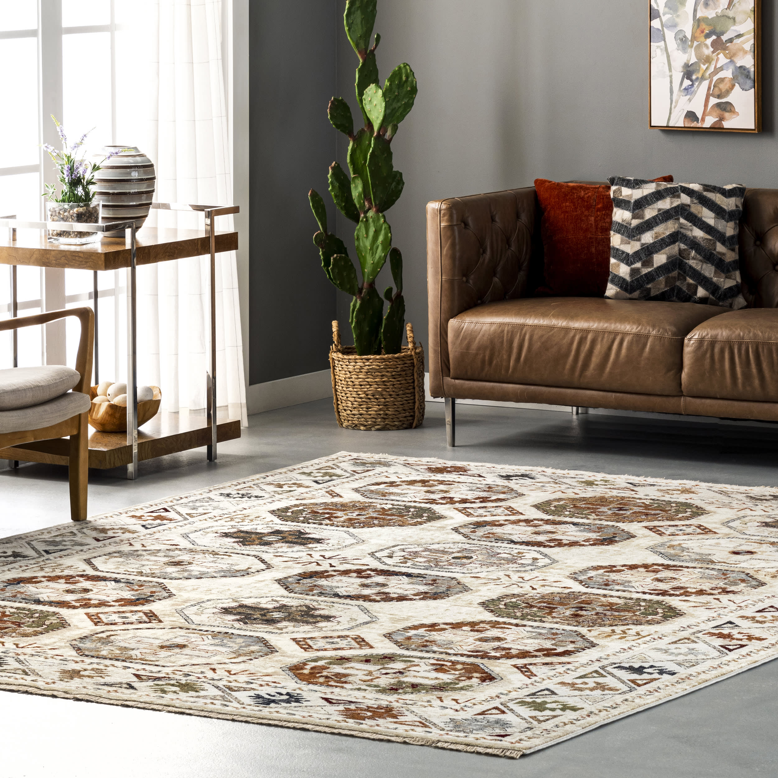 Aleena Persian Fringed Rug | Beige - Image 2