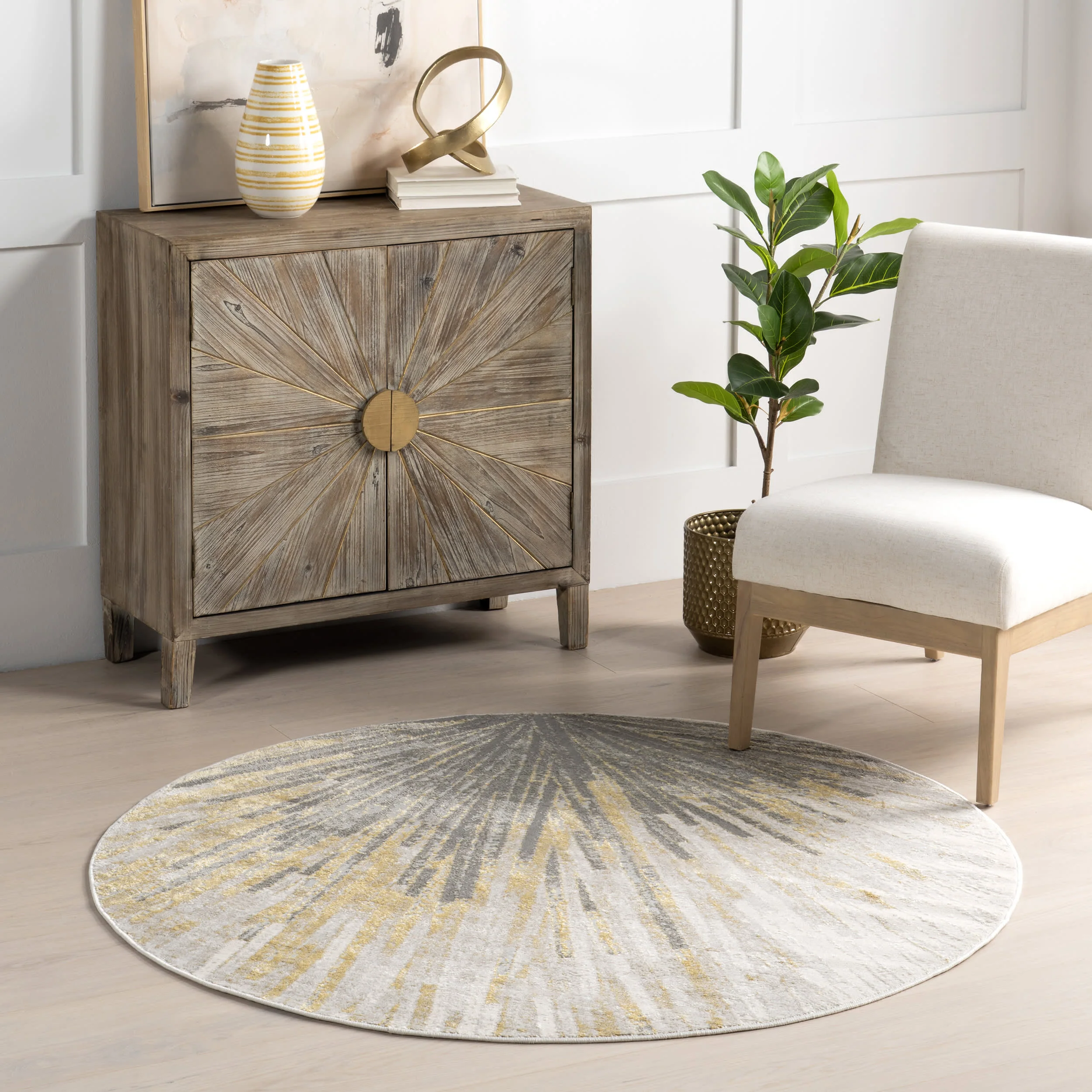 Alessia Splash Abstract Rug | Gold - Image 2