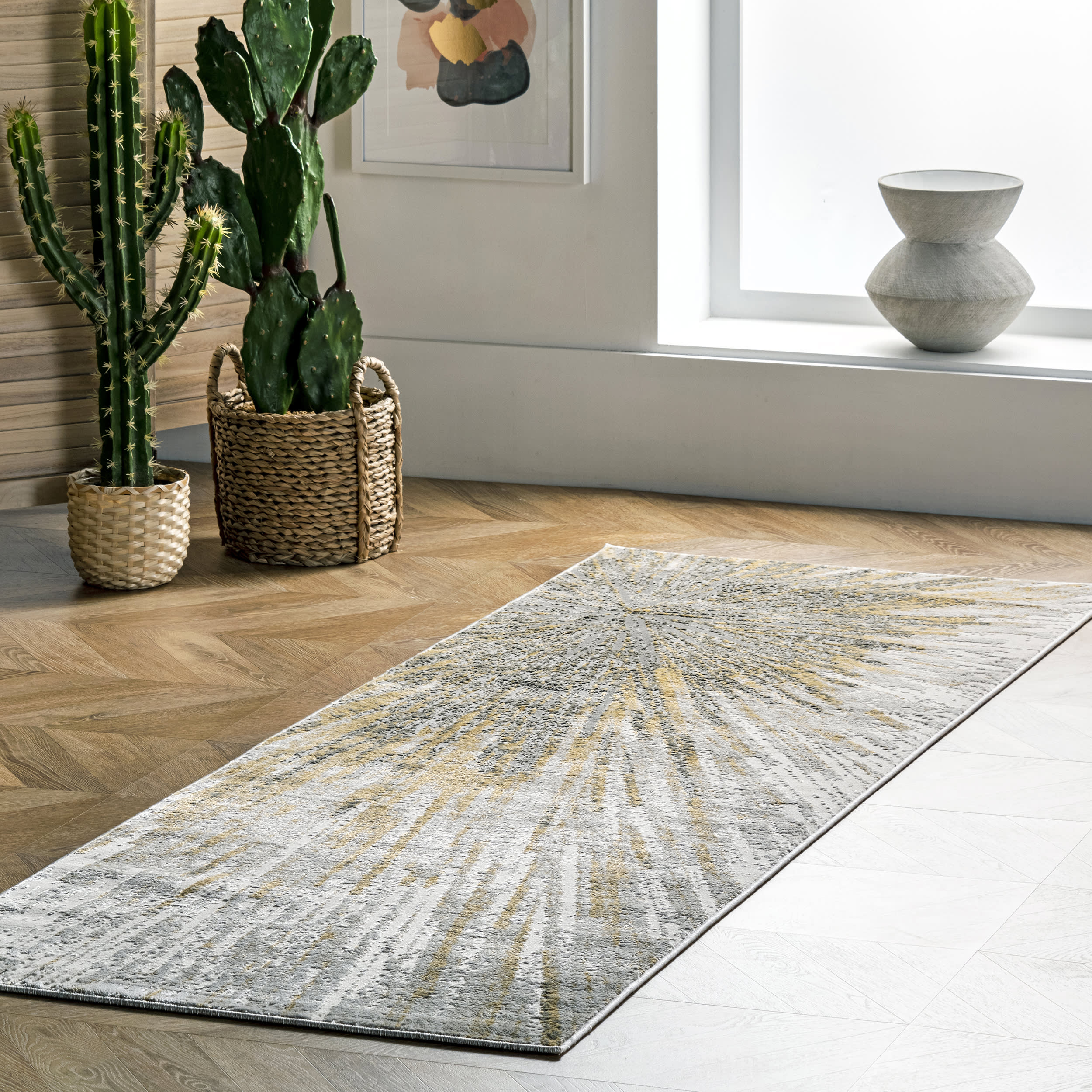 Alessia Splash Abstract Rug | Gold - Image 2