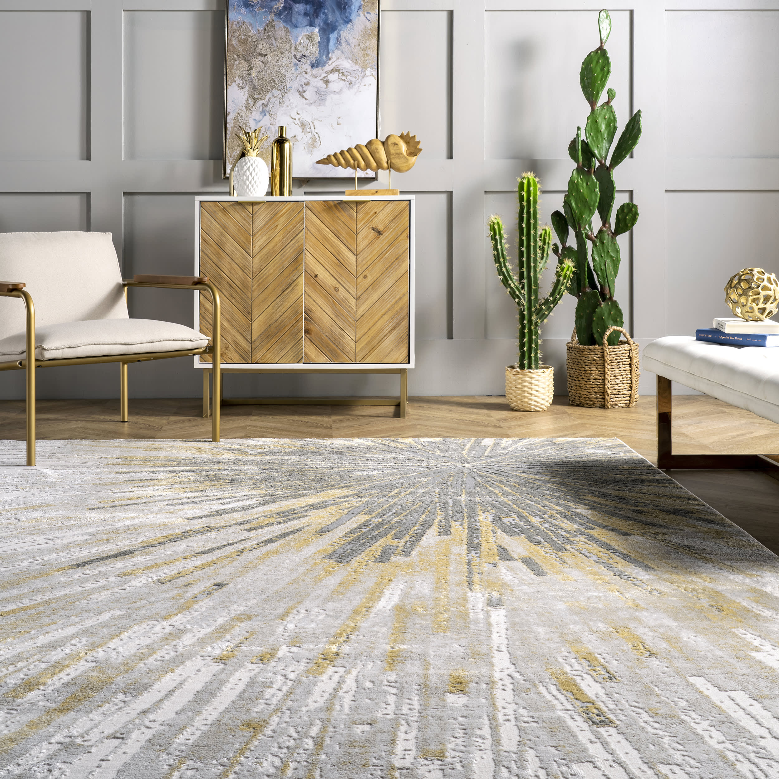 Alessia Splash Abstract Rug | Gold - Image 4