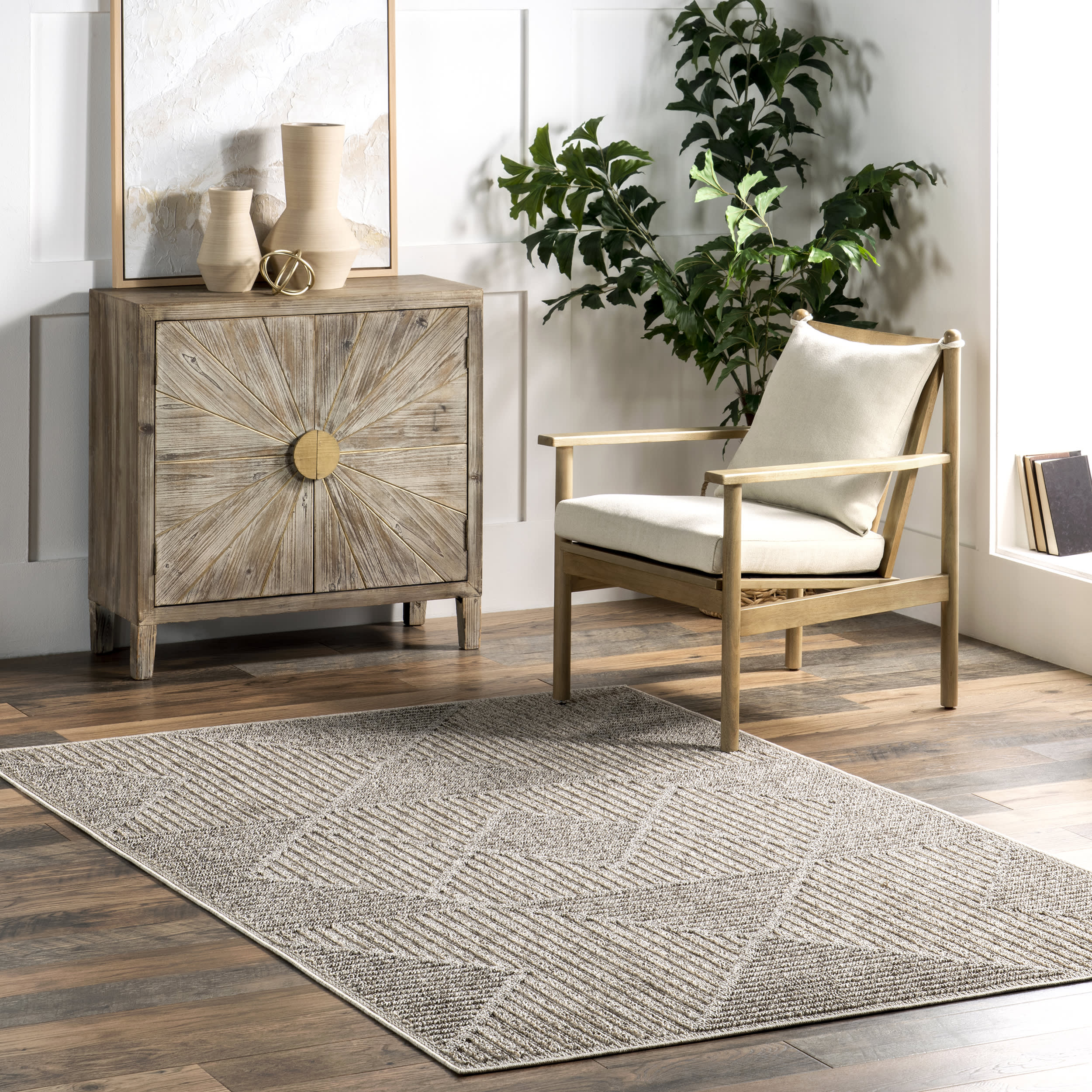Alexa Trellis Indoor/Outdoor Rug | Beige - Image 2