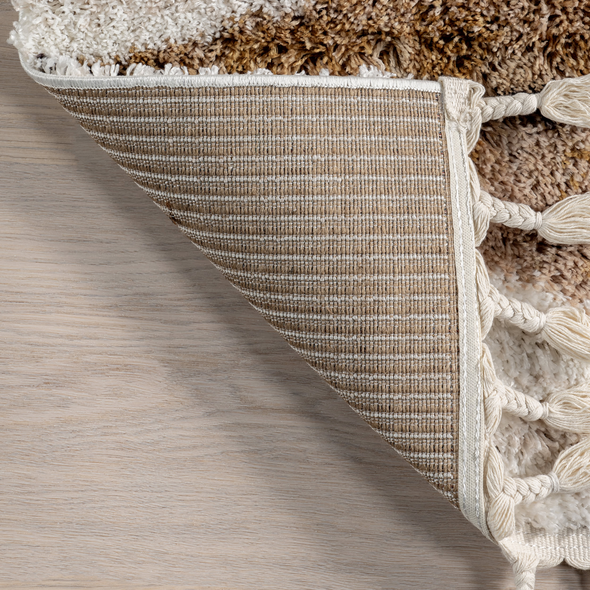 Alexia Diamond Tasseled Rug | Light Brown - Image 6