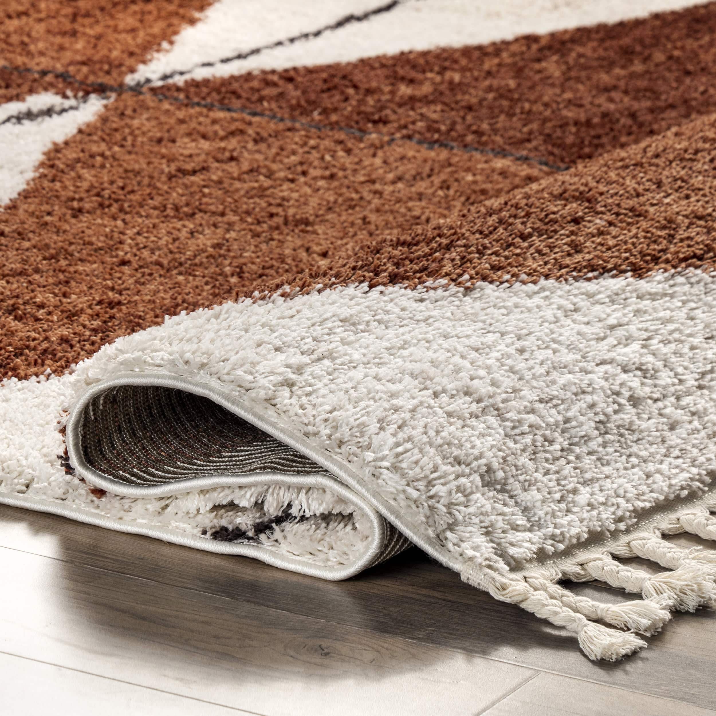 Alexia Diamond Tasseled Rug | Rust - Image 6