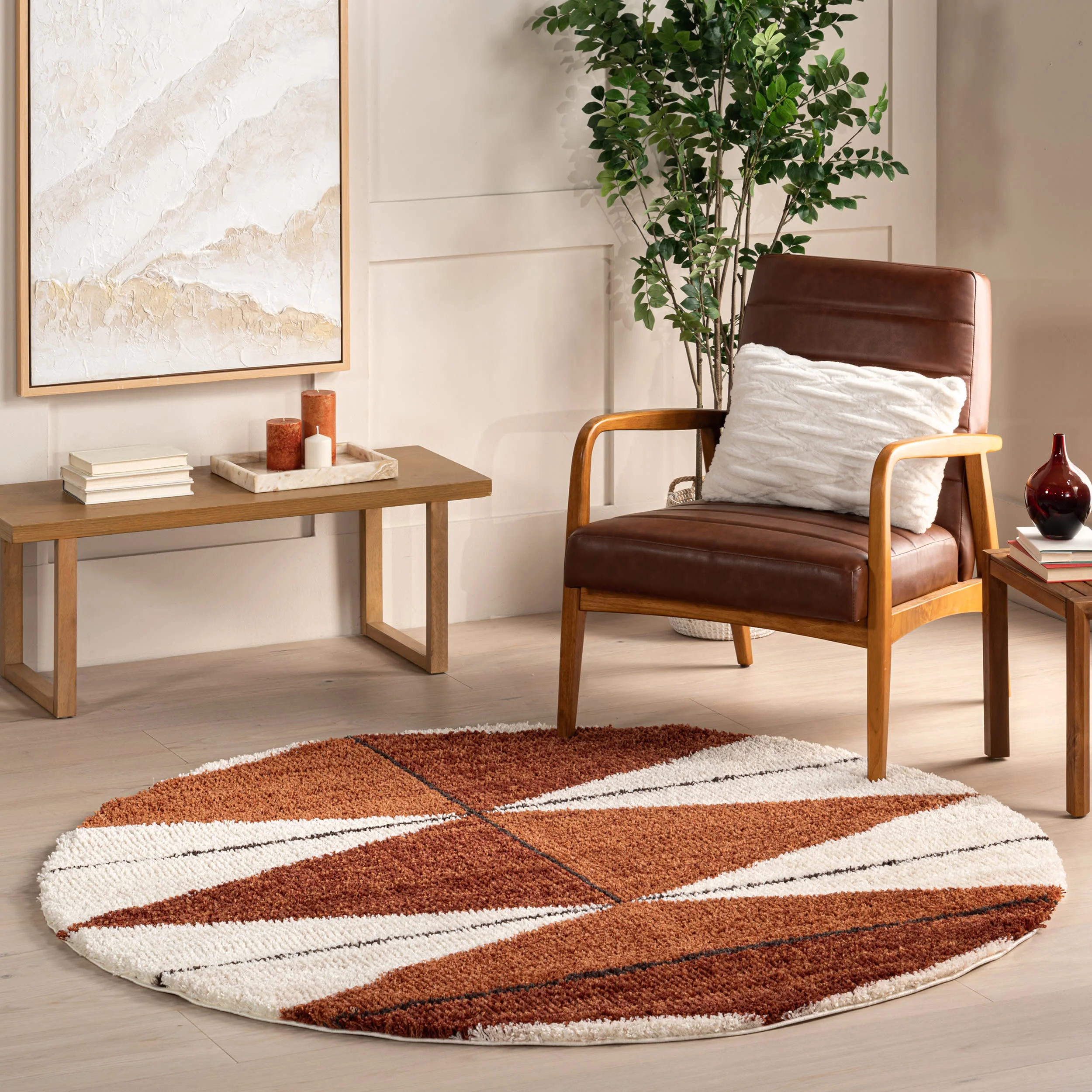 Alexia Diamond Tasseled Rug | Rust - Image 2
