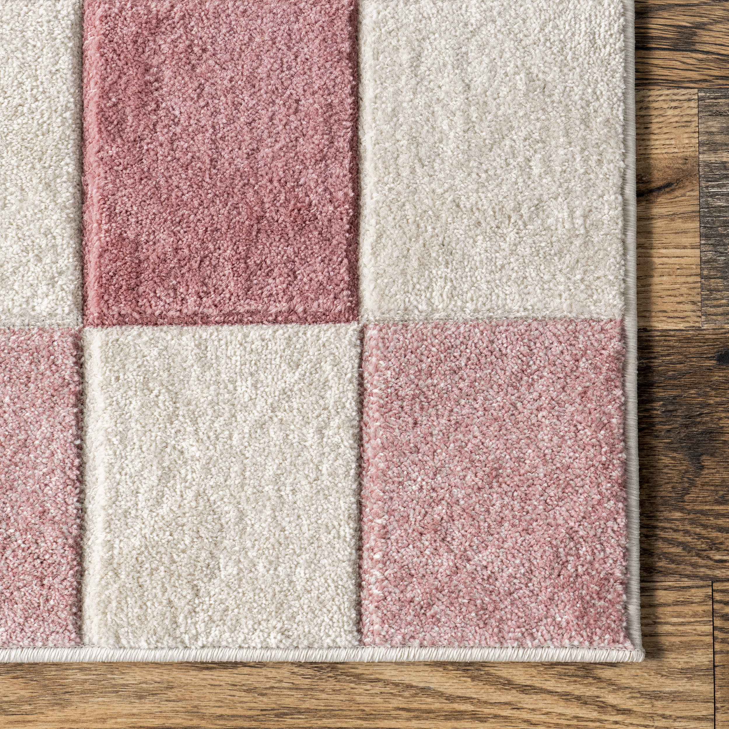 Alexie Two-Tone Checkered Rug | Pink - Image 3