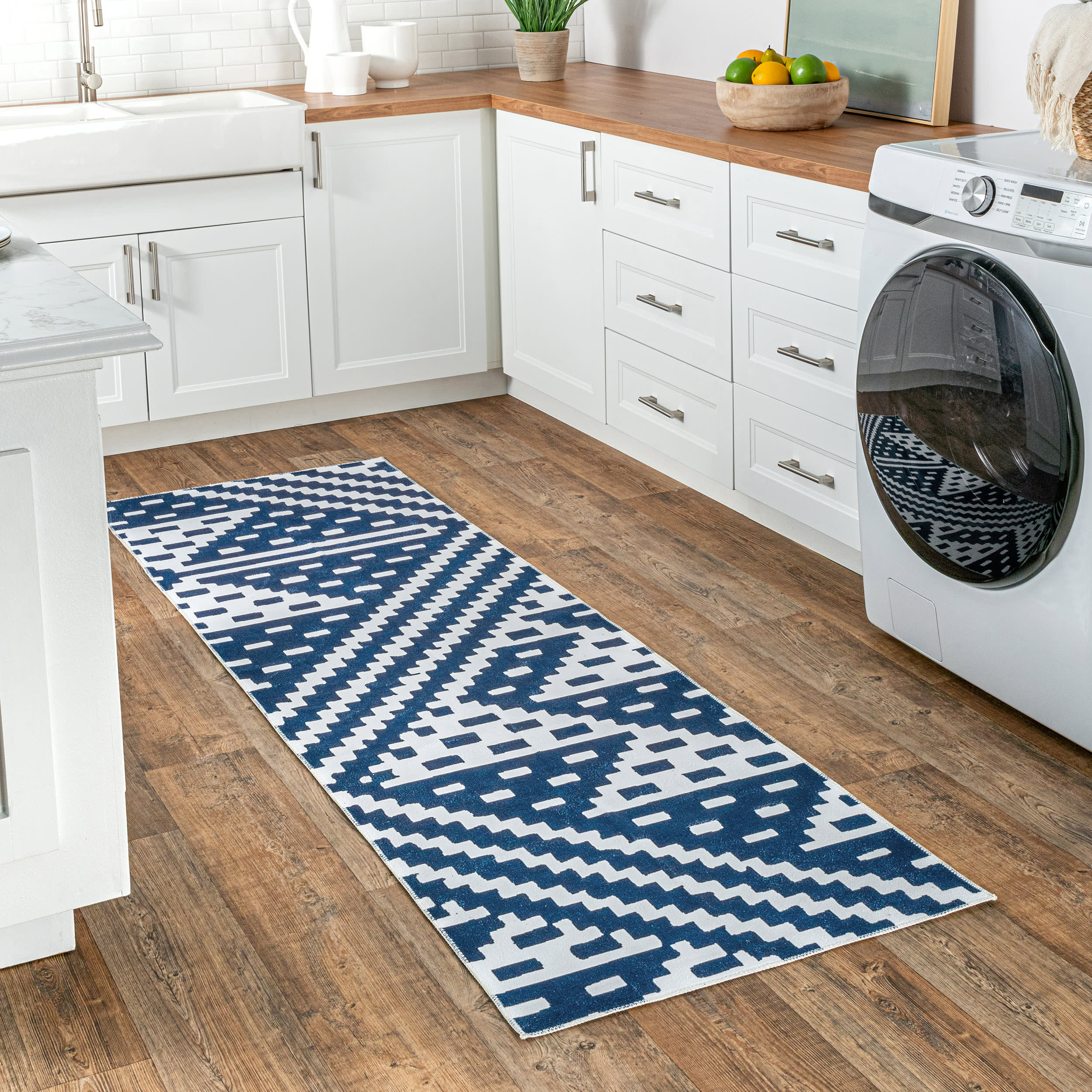 Alexis Trellis Washable Rug | Navy - Image 2