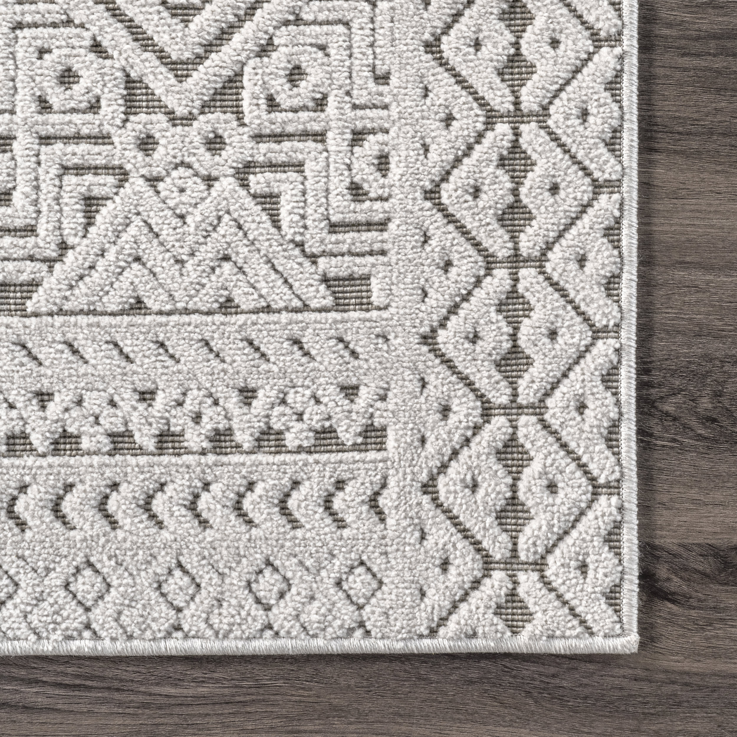 Alina Paneled Textured Indoor/Outdoor Rug | Grey - Image 3