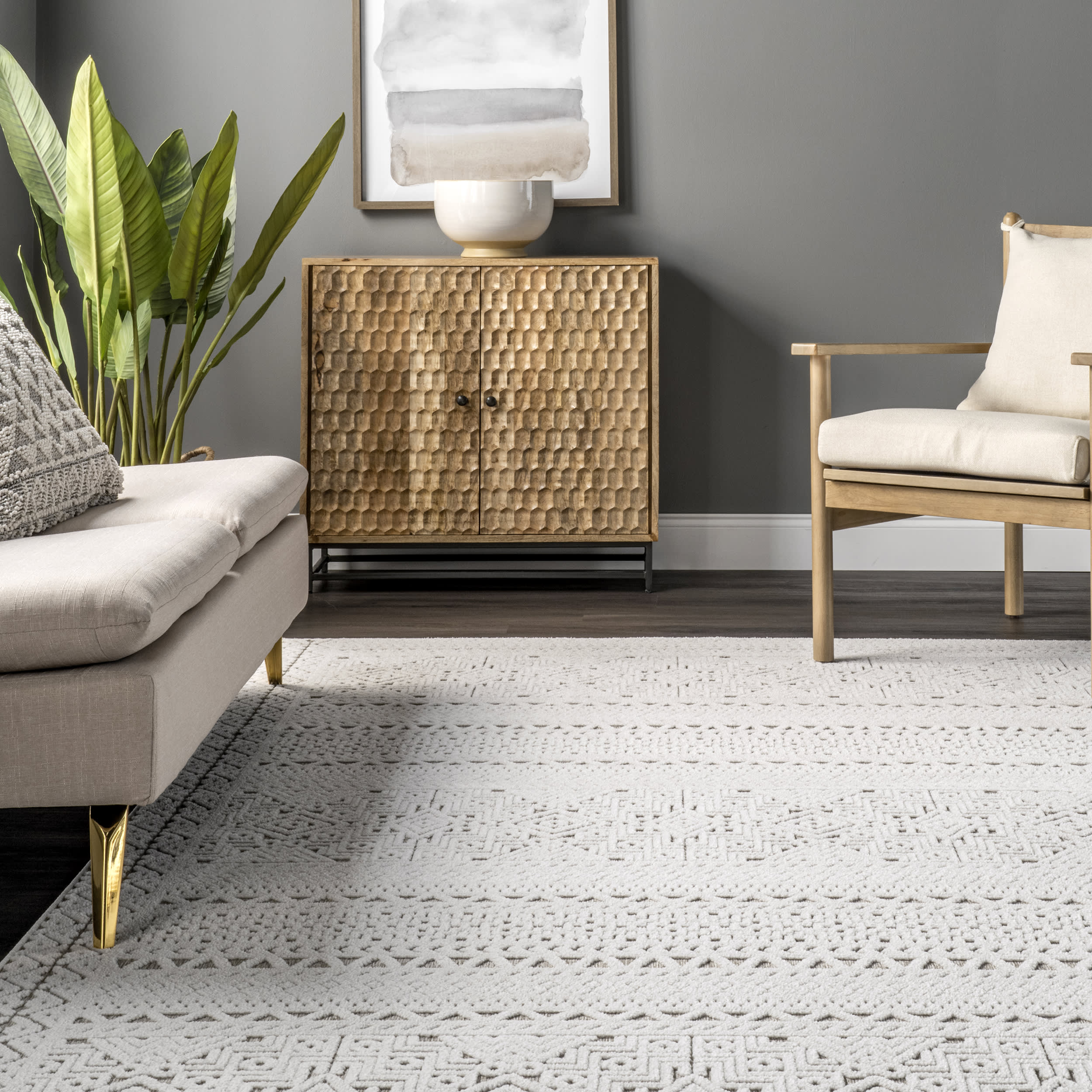 Alina Paneled Textured Indoor/Outdoor Rug | Grey - Image 4