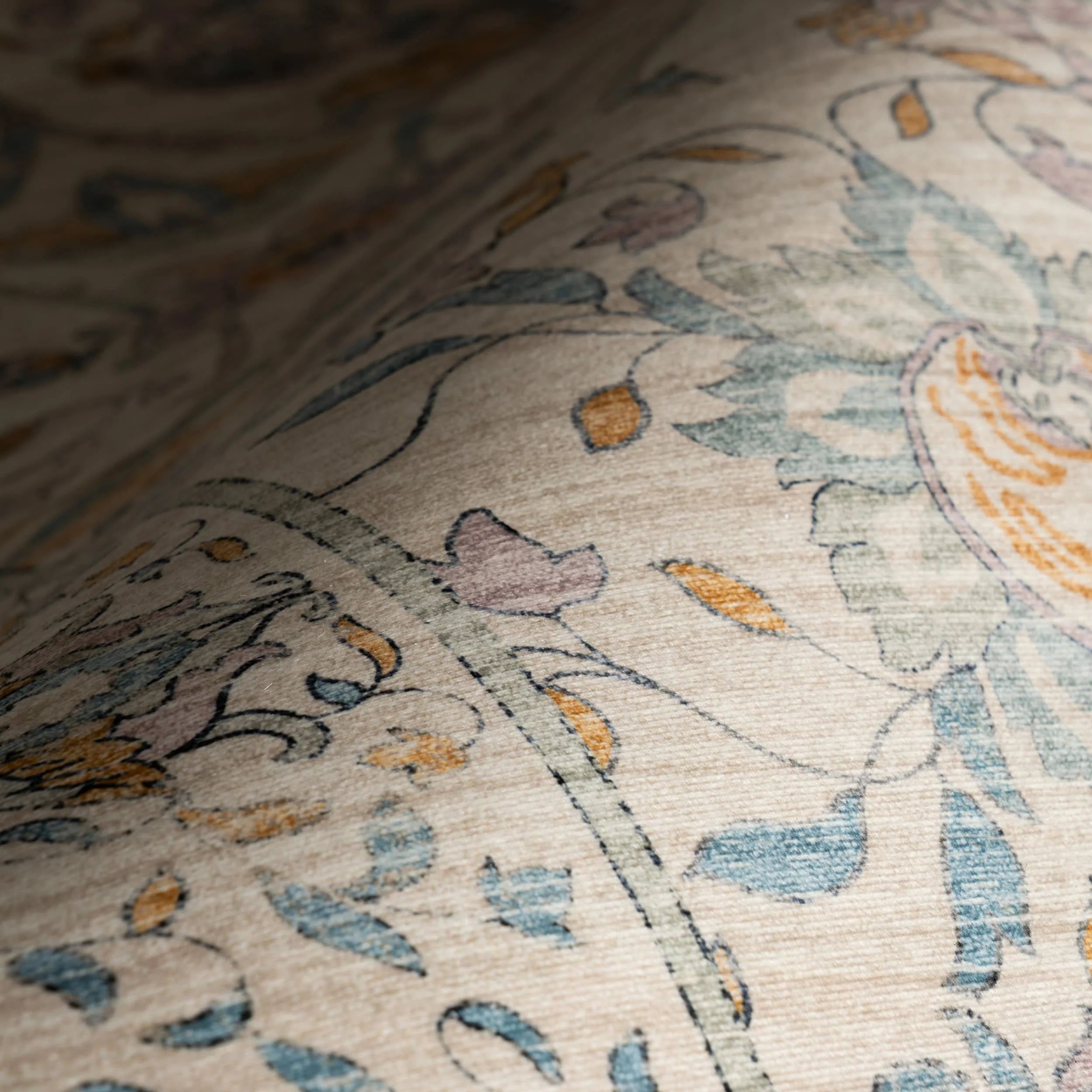 Alinae Floral Washable Rug | Beige - Image 3