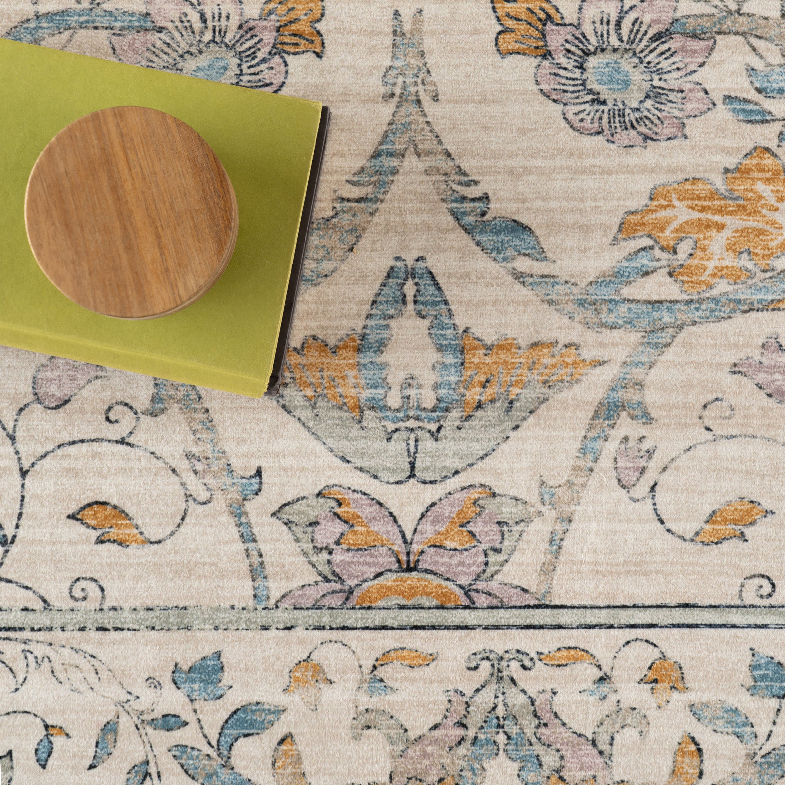 Alinae Floral Washable Rug | Beige - Image 8