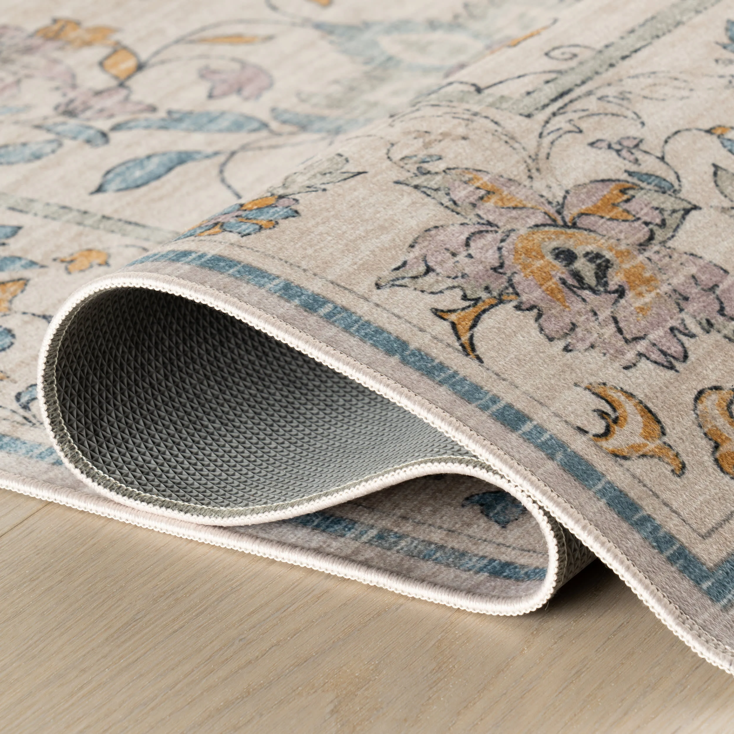 Alinae Floral Washable Rug | Beige - Image 9