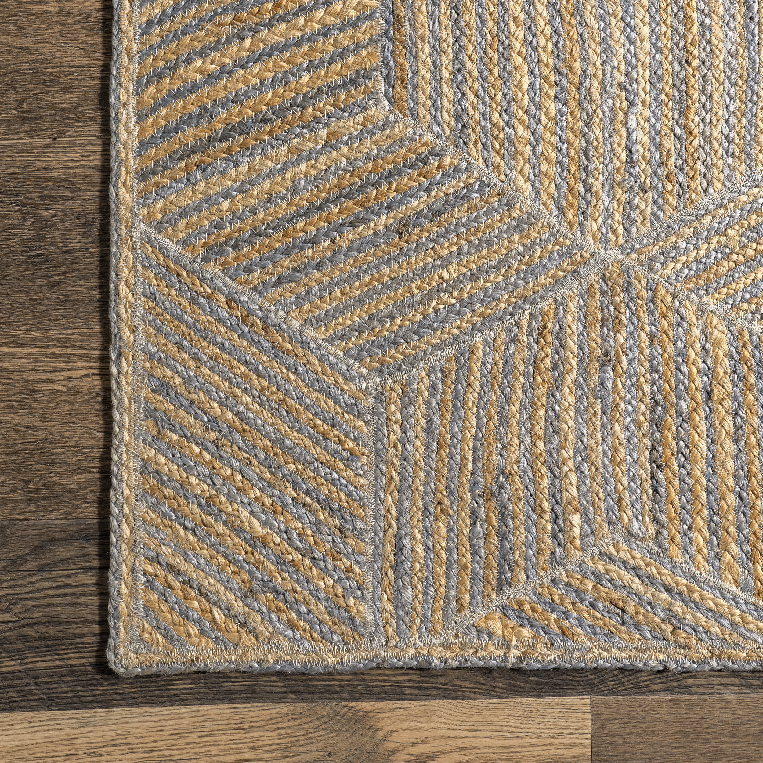 Alisun Jute Hexagon Tiled Rug | Blue - Image 3