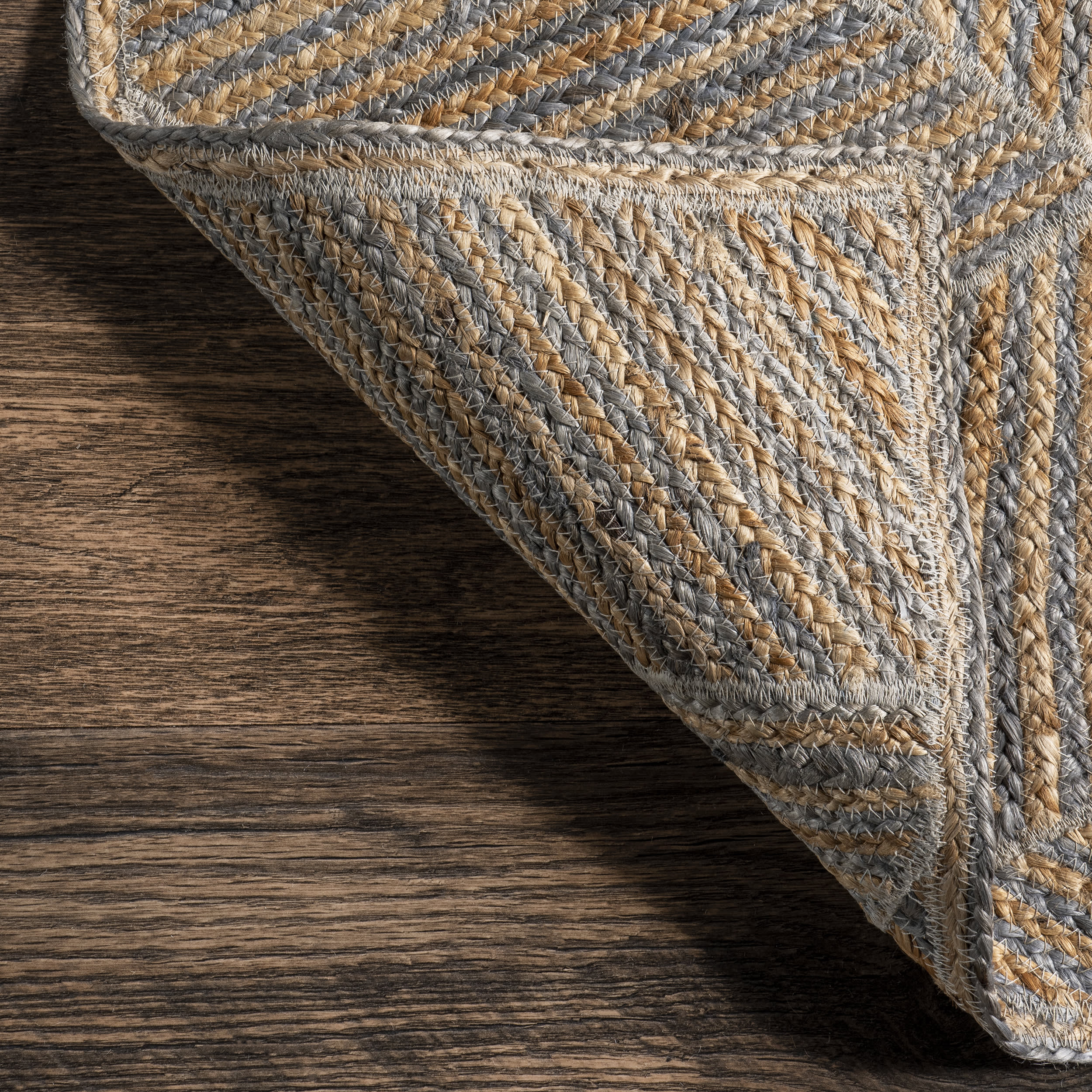 Alisun Jute Hexagon Tiled Rug | Blue - Image 6