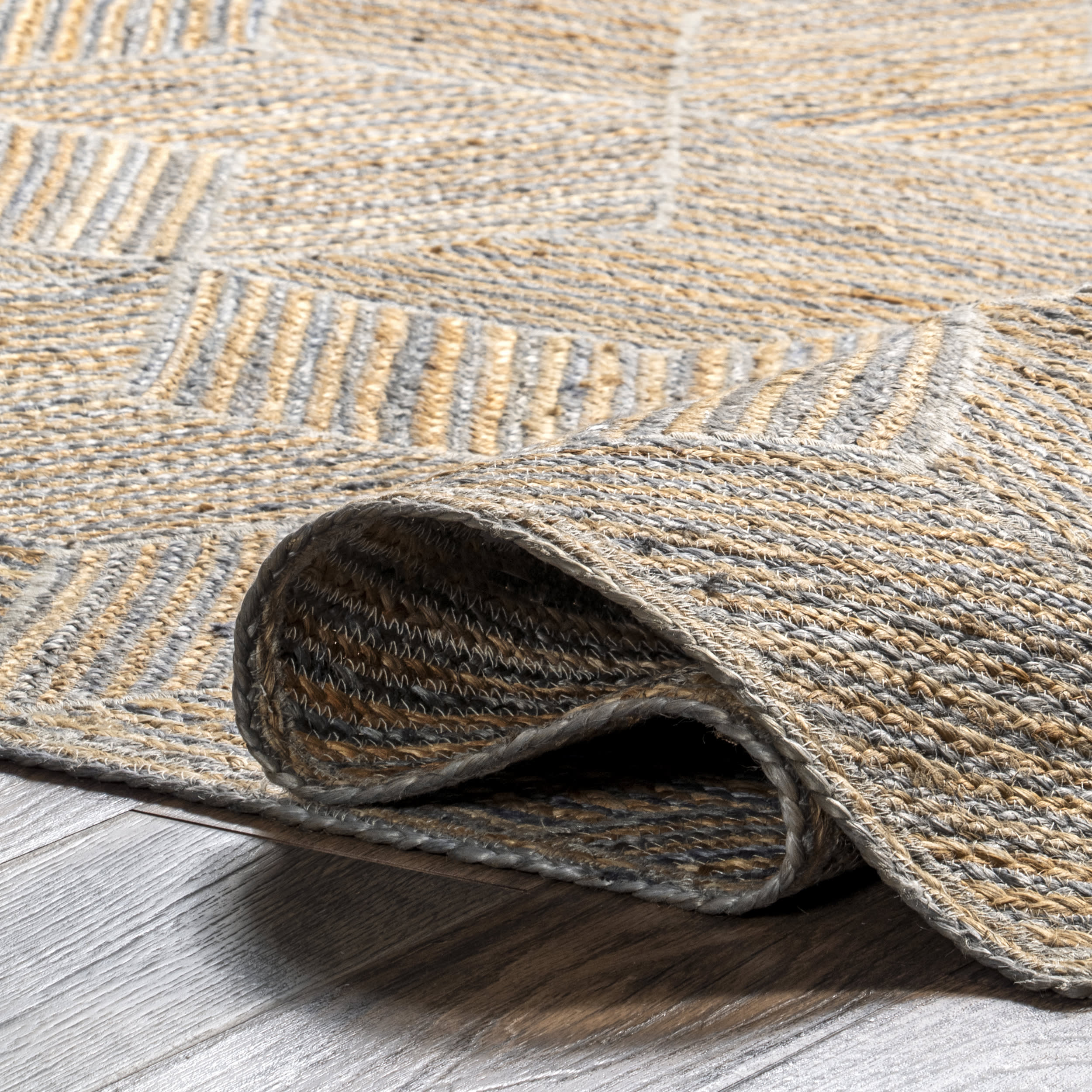 Alisun Jute Hexagon Tiled Rug | Blue - Image 8