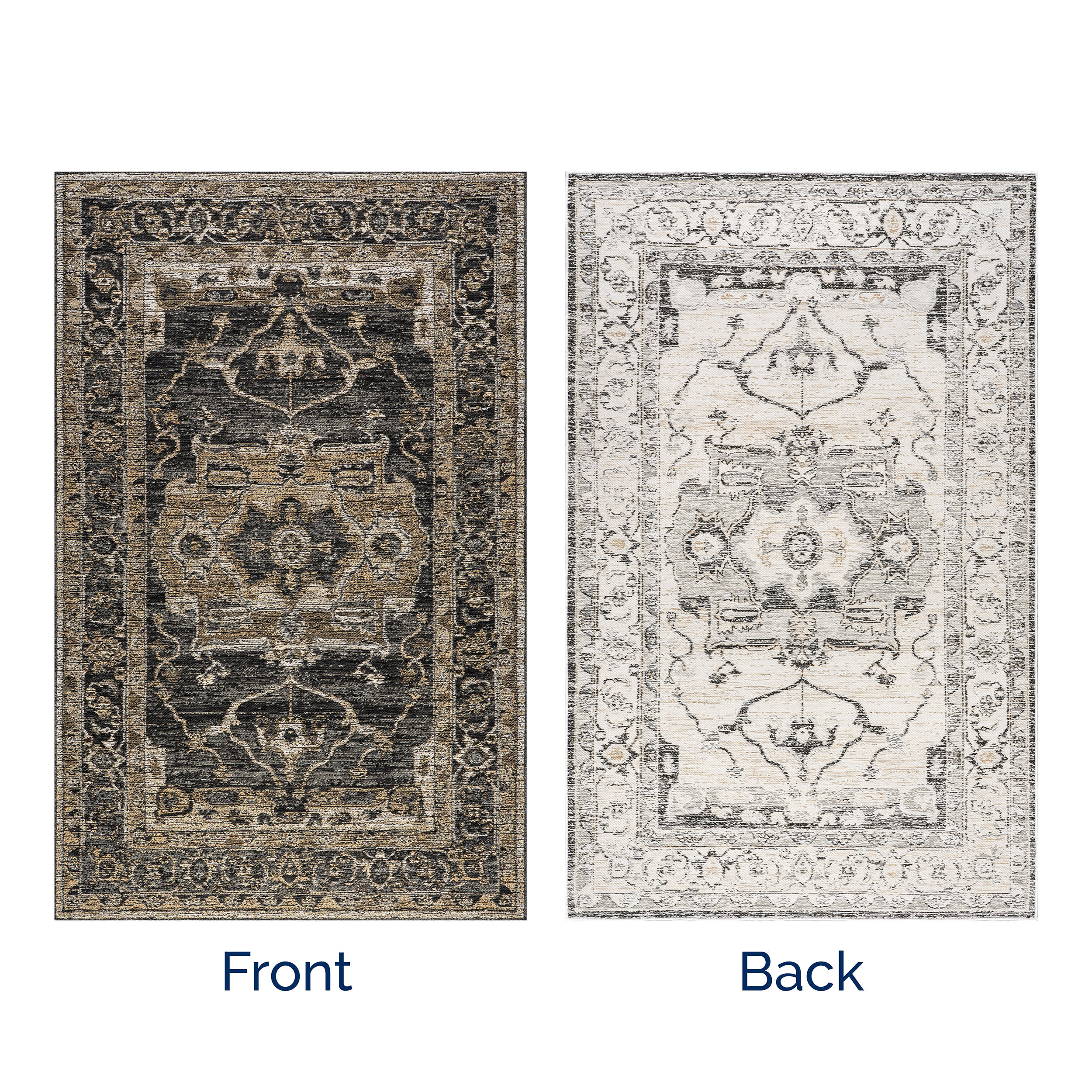 Alivia Medallion Reversible Indoor/Outdoor Rug | Cream & Charcoal - Image 12