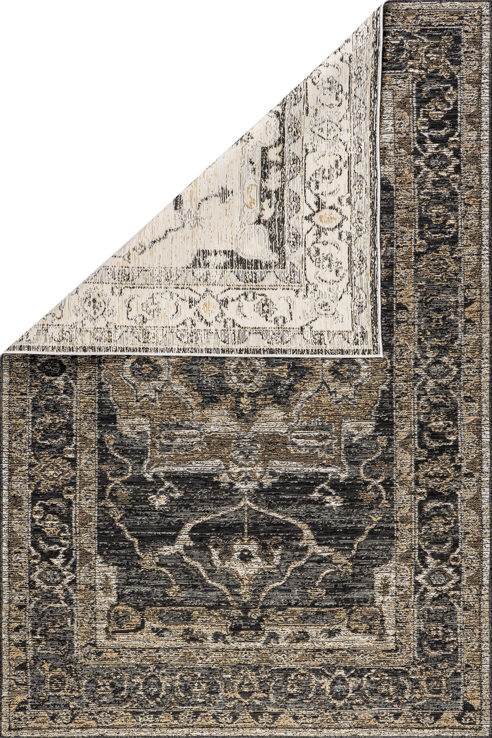 Alivia Medallion Reversible Indoor/Outdoor Rug | Cream & Charcoal - Image 5