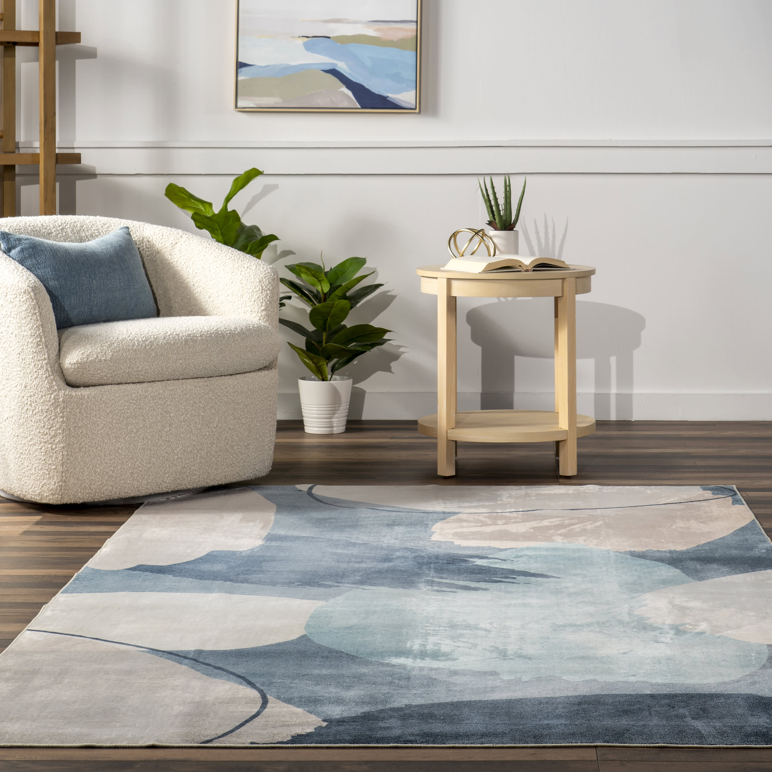Alize Abstract Washable Rug | Blue - Image 4
