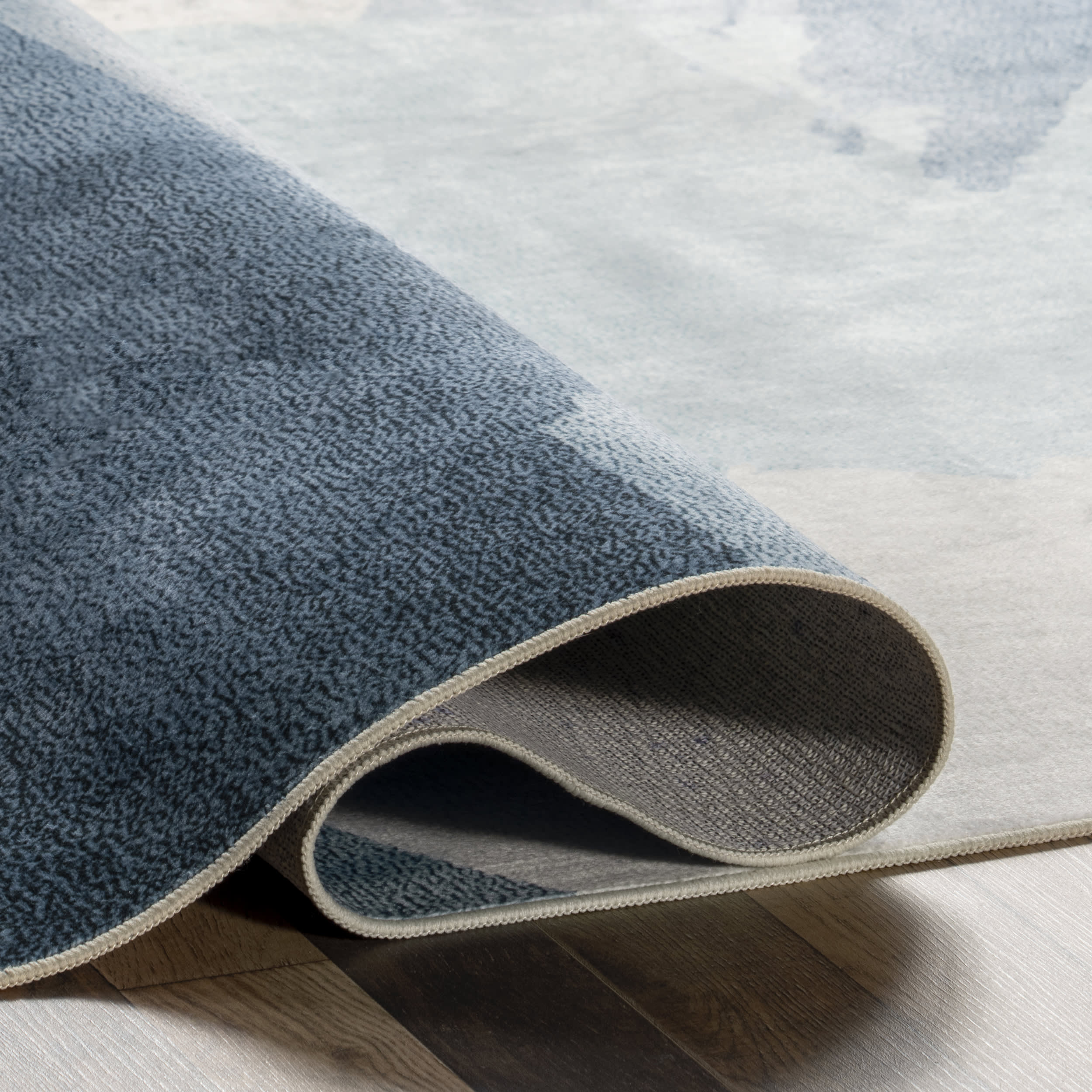 Alize Abstract Washable Rug | Blue - Image 8