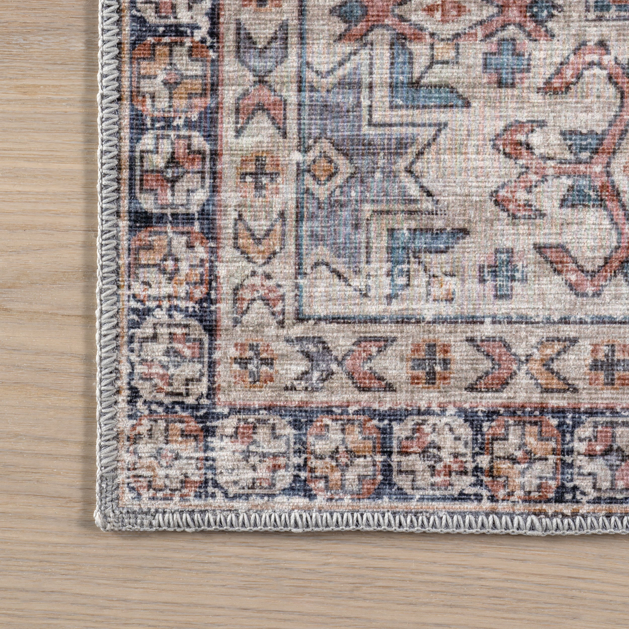 Allison Faded Spill Proof Washable Rug | Blue - Image 4