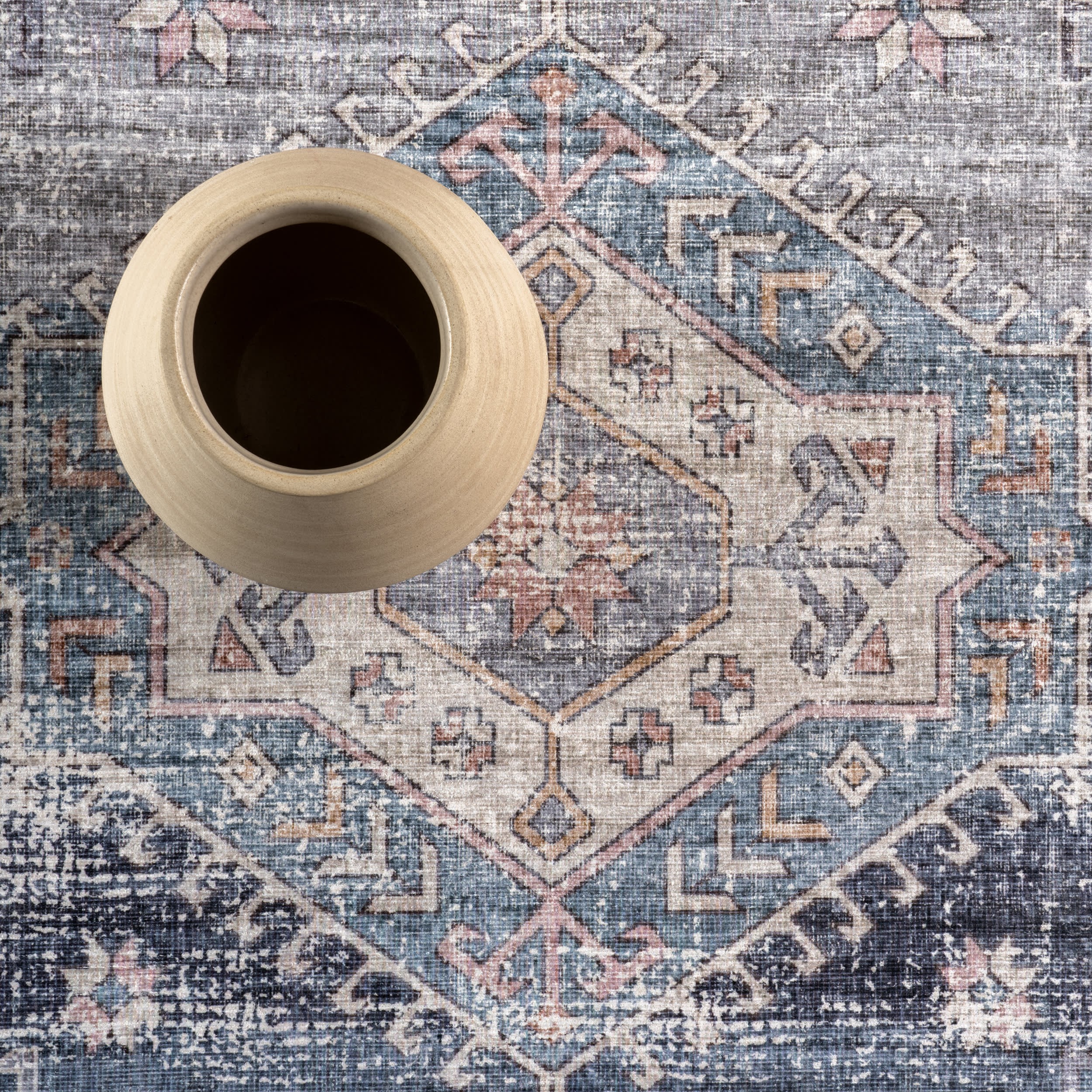Allison Faded Spill Proof Washable Rug | Blue - Image 8