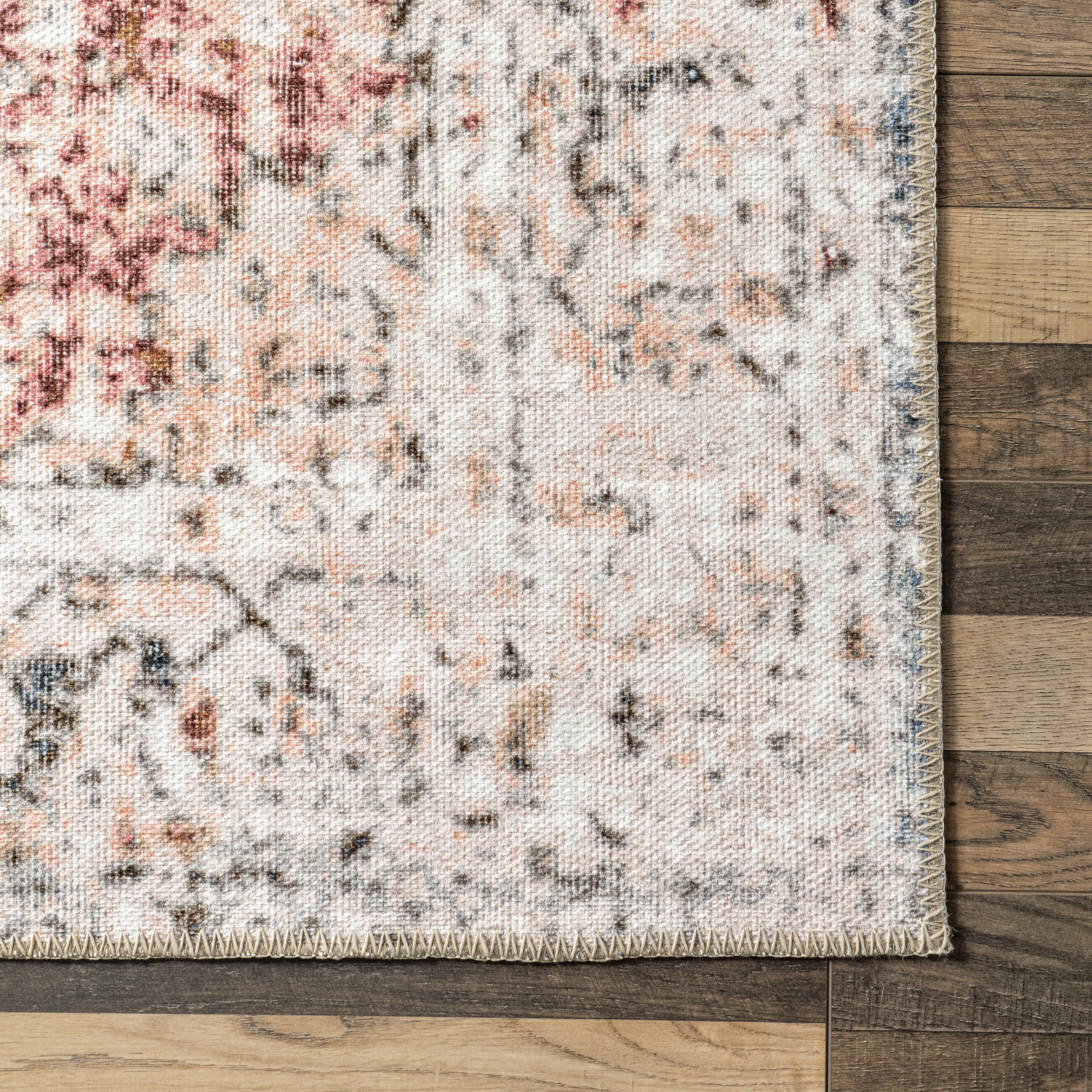 Almira Reversible Washable Hazy Rug | Rust And Beige - Image 3