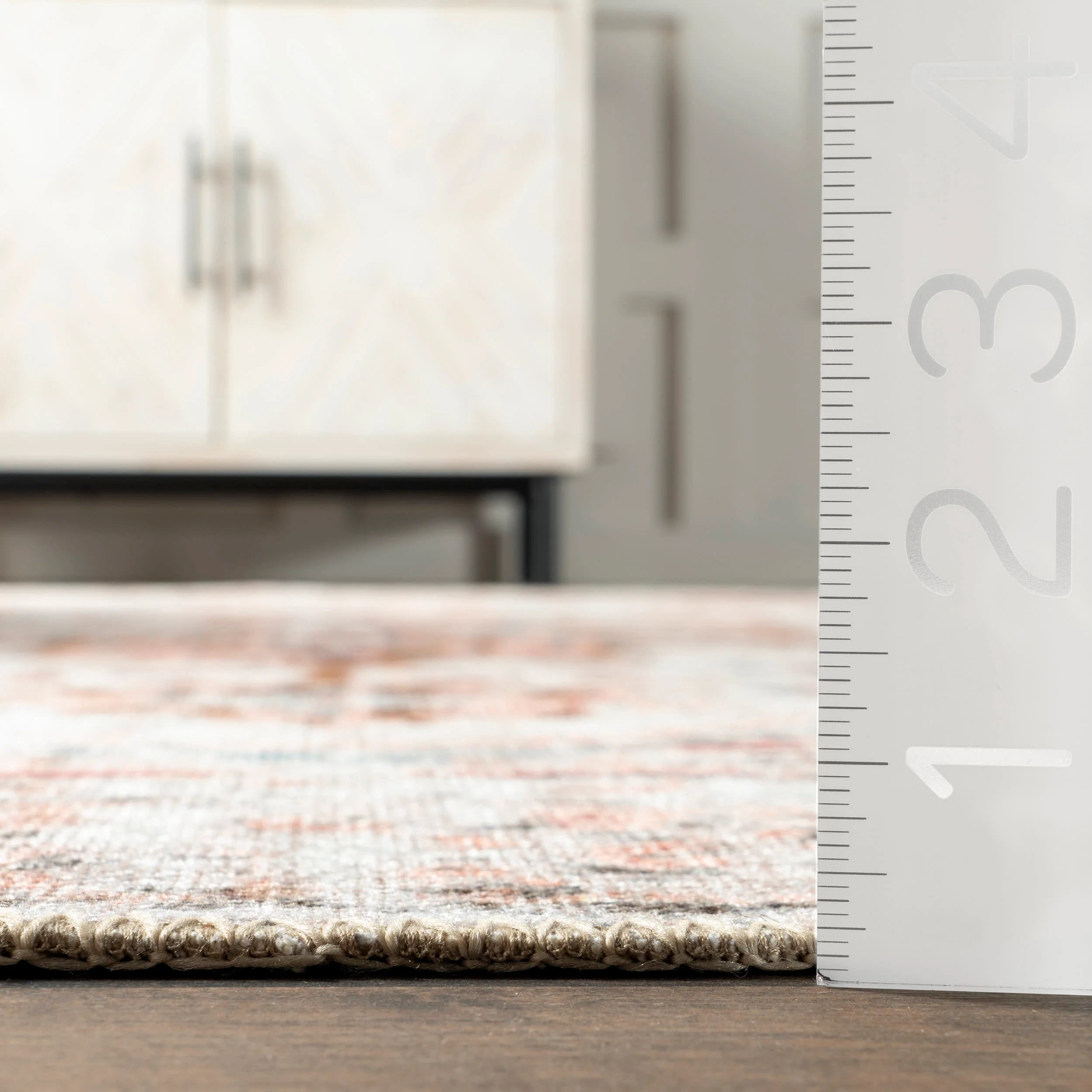 Almira Reversible Washable Hazy Rug | Rust And Beige - Image 6