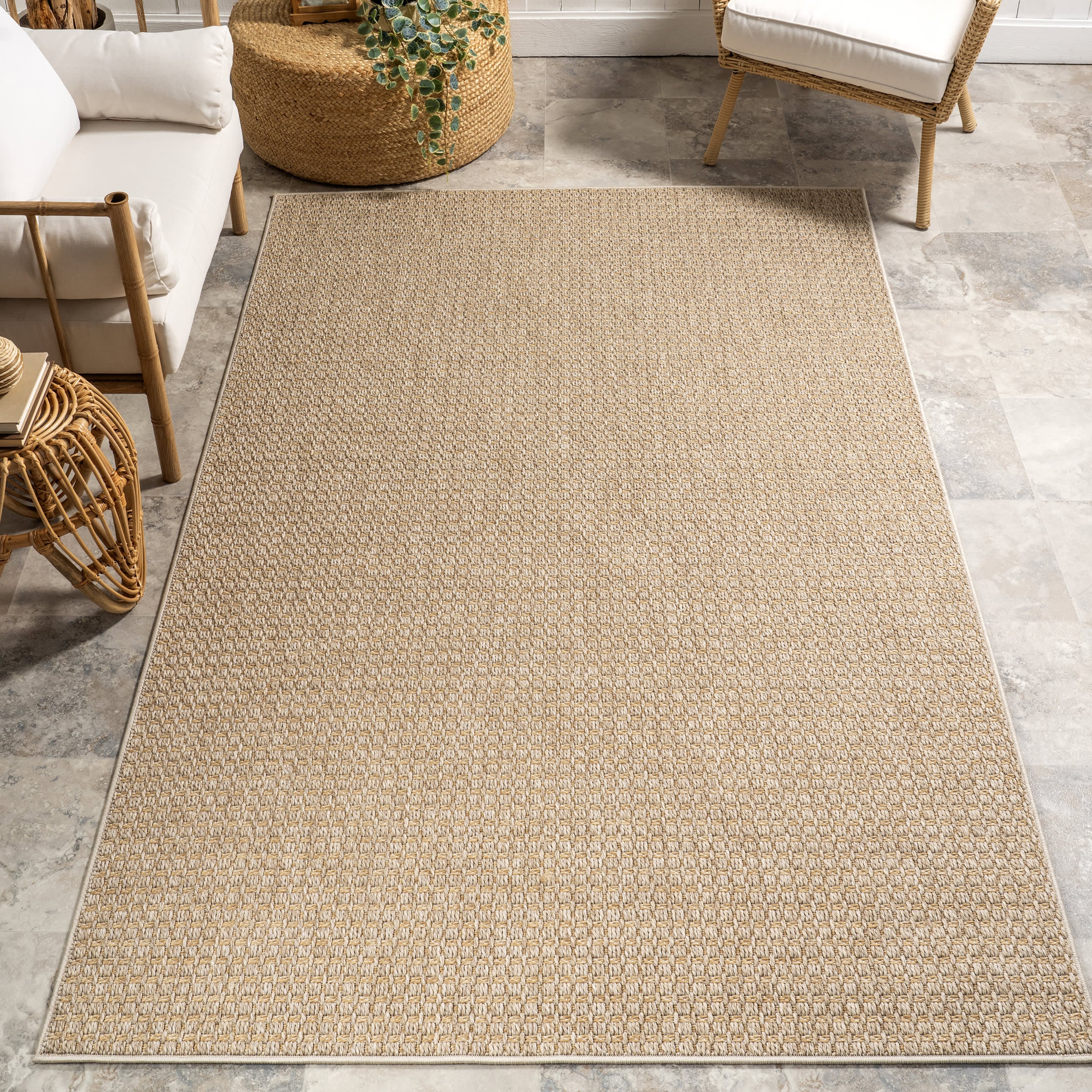 Alora Textured Geometric Indoor/Outdoor Rug | Beige - Image 2